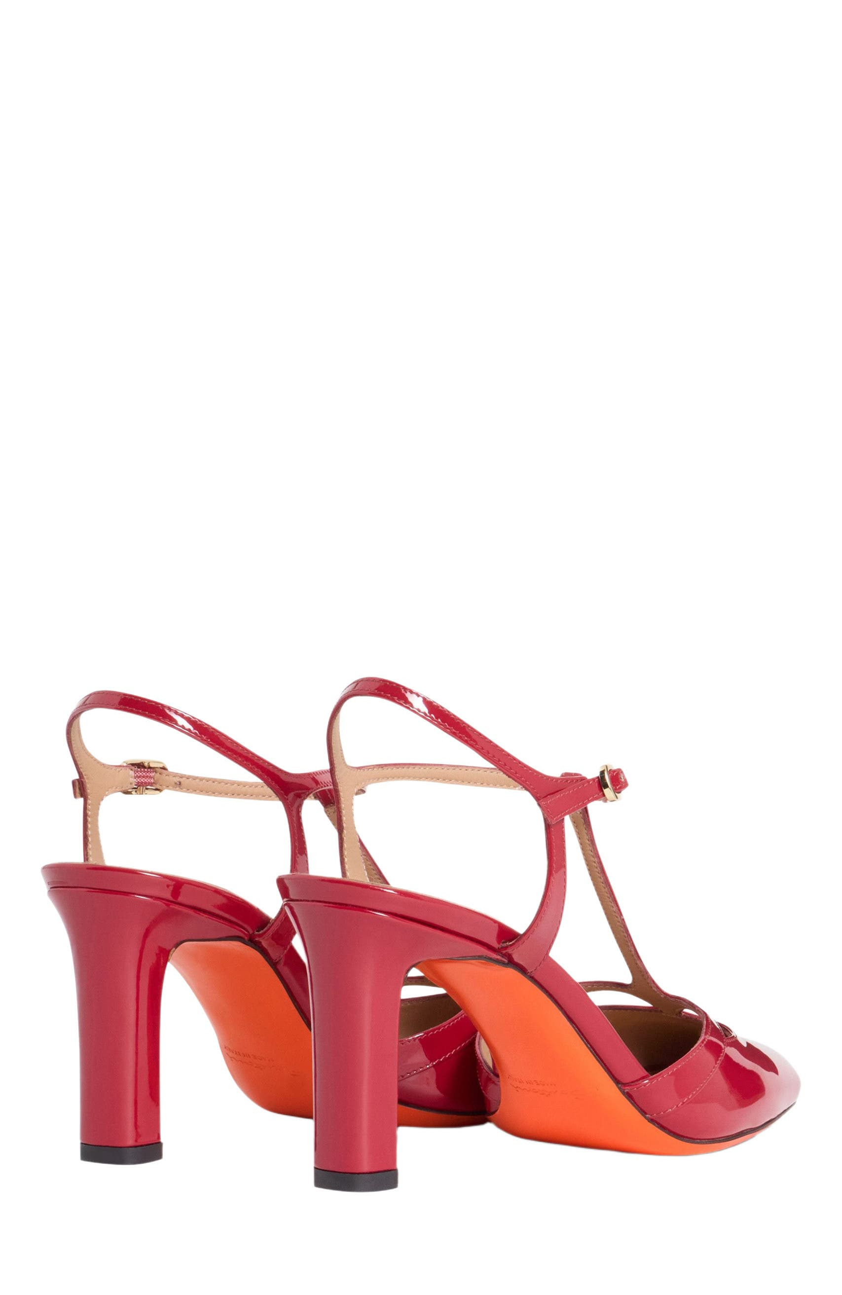 Santoni Women's  patent leather high-heel T-bar pump in Red at Nordstrom - 4