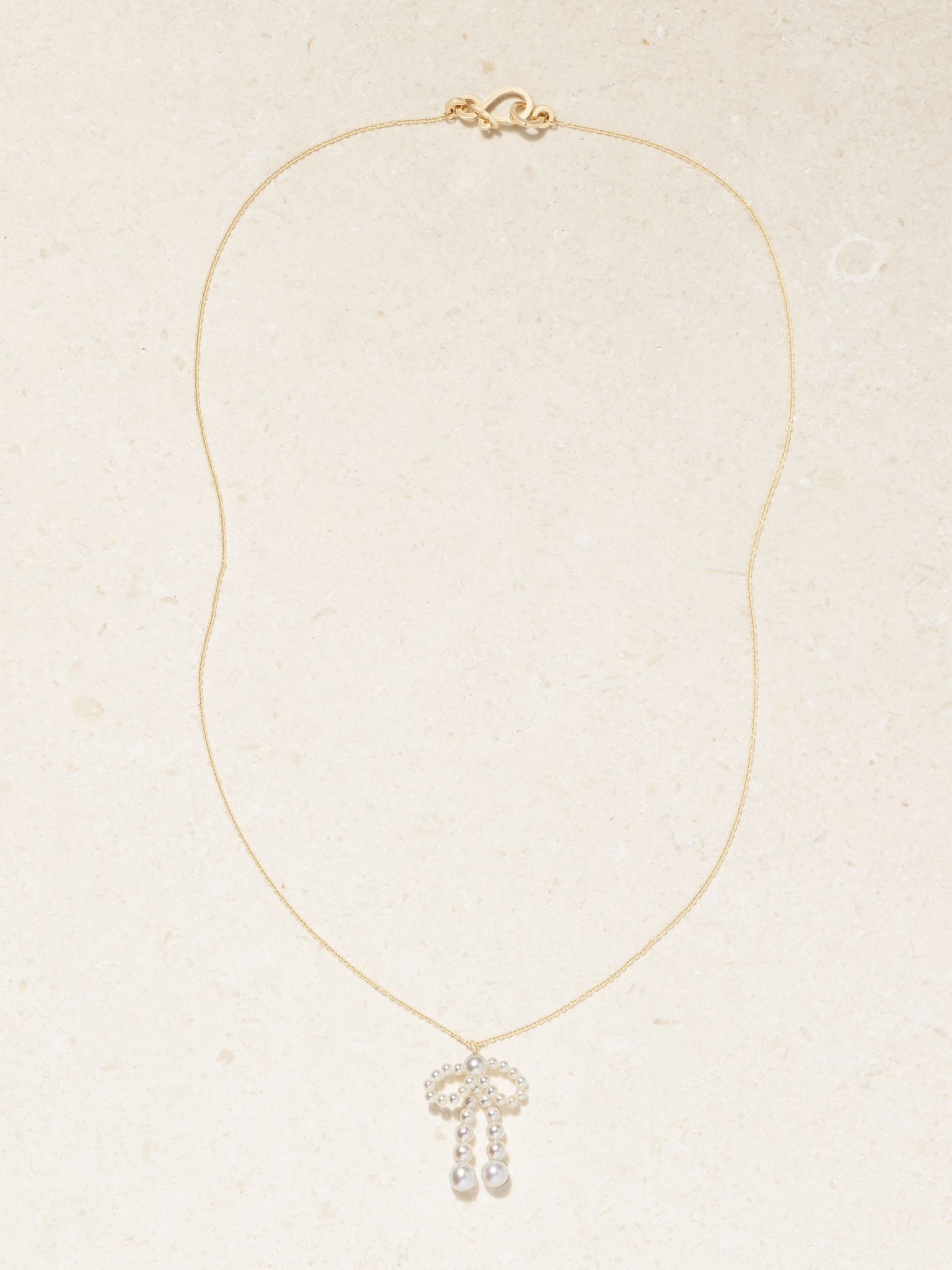 Bow Simple 14-karat recycled gold necklace Gold - 4