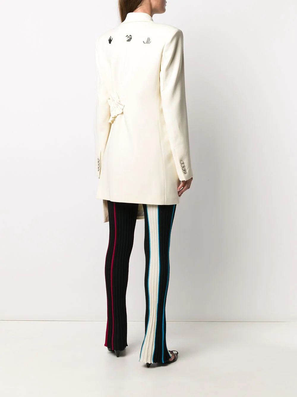 logo-print asymmetric coat - 4