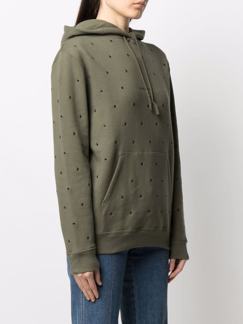 eyelet-embellished hoodie - 3