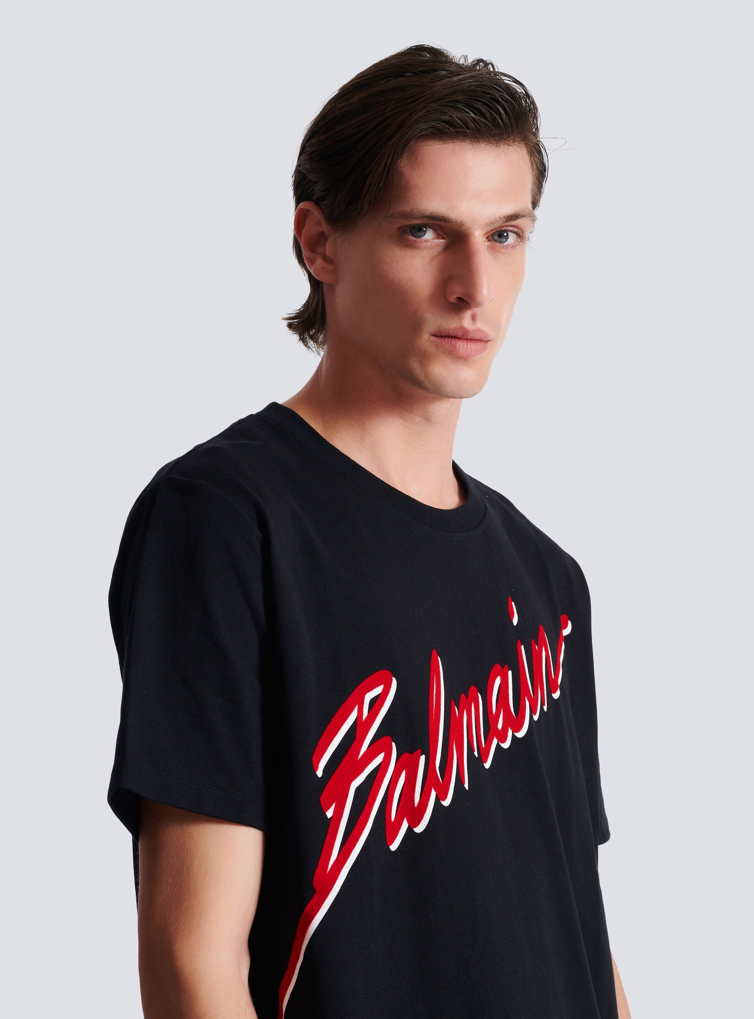 T-shirt with flocked Balmain Letter logo - 7