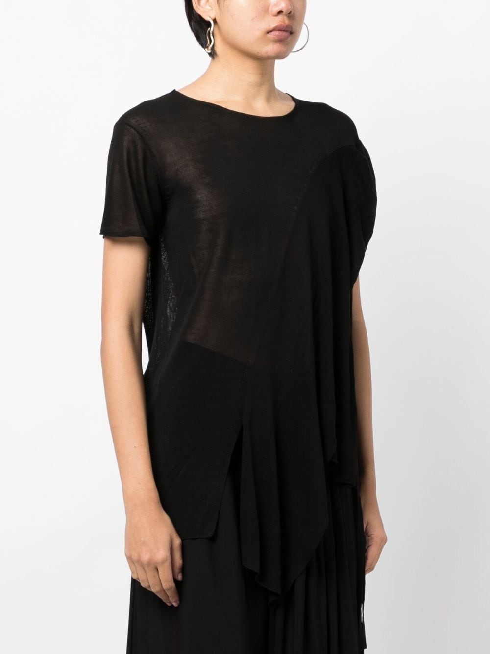 asymmetric semi-sheer T-shirt - 3