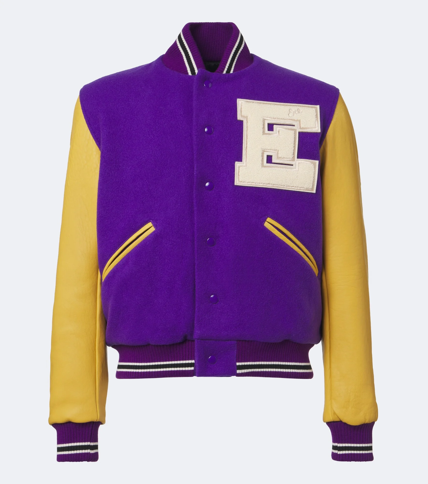 Leather-trimmed wool-blend bomber jacket - 1
