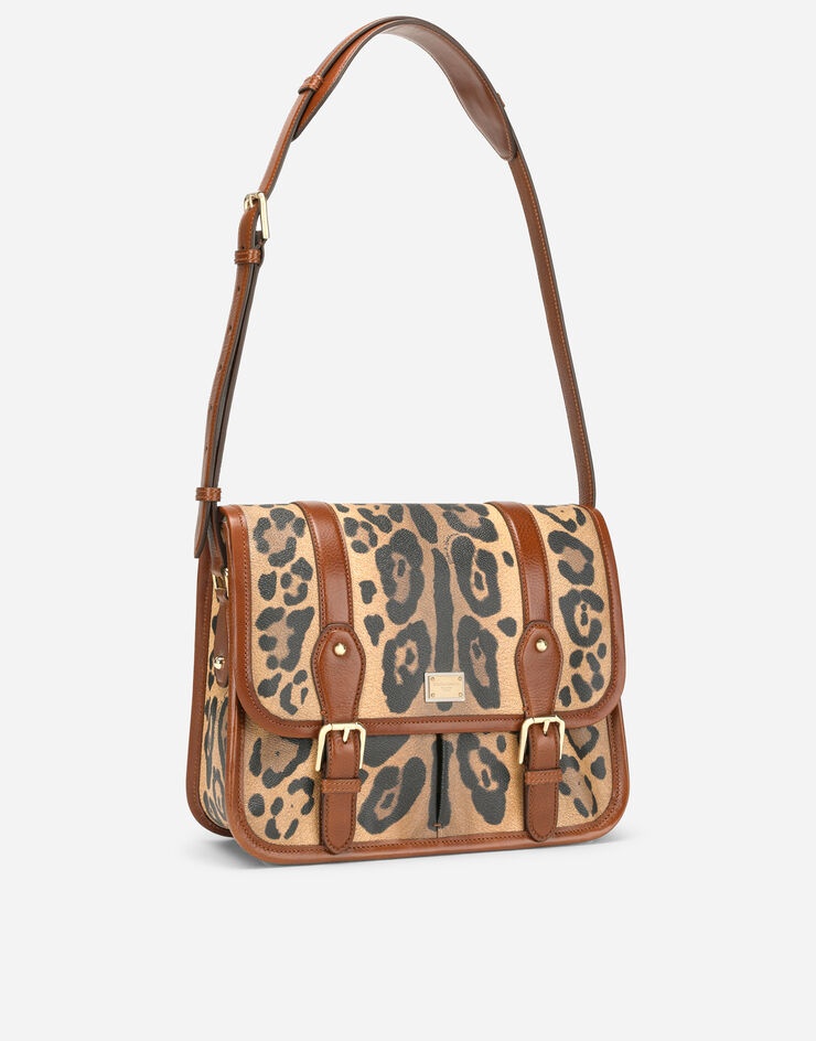 Leopard-print Crespo messenger bag with branded plate - 3