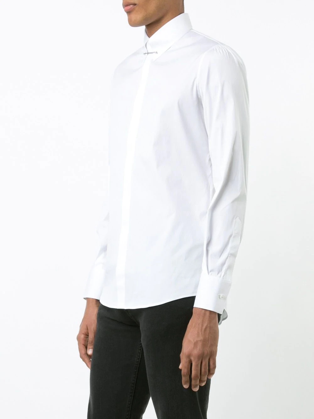 pin-collar plain shirt - 3