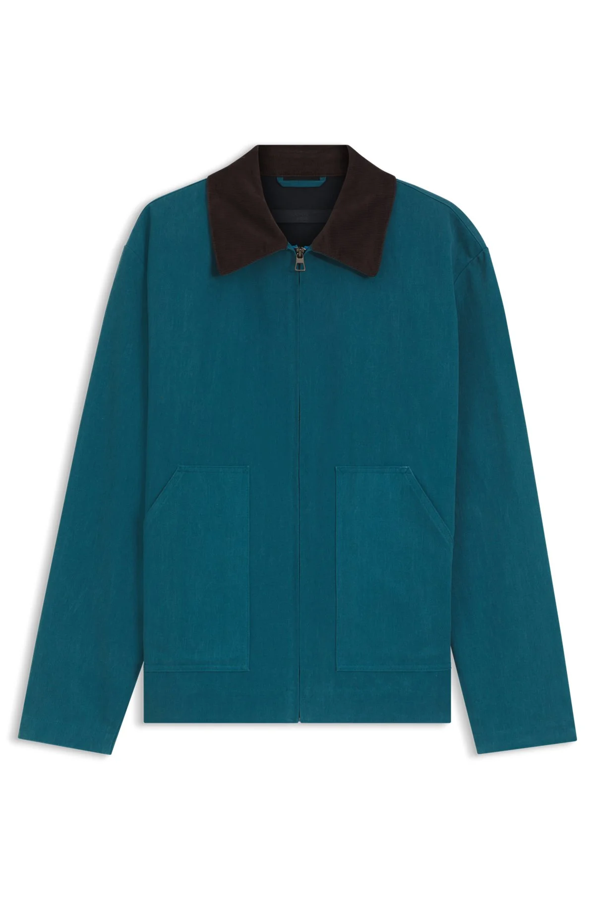 BOSS BY BECKHAM COTTON JACKET WITH CONTRAST COLLAR - 1