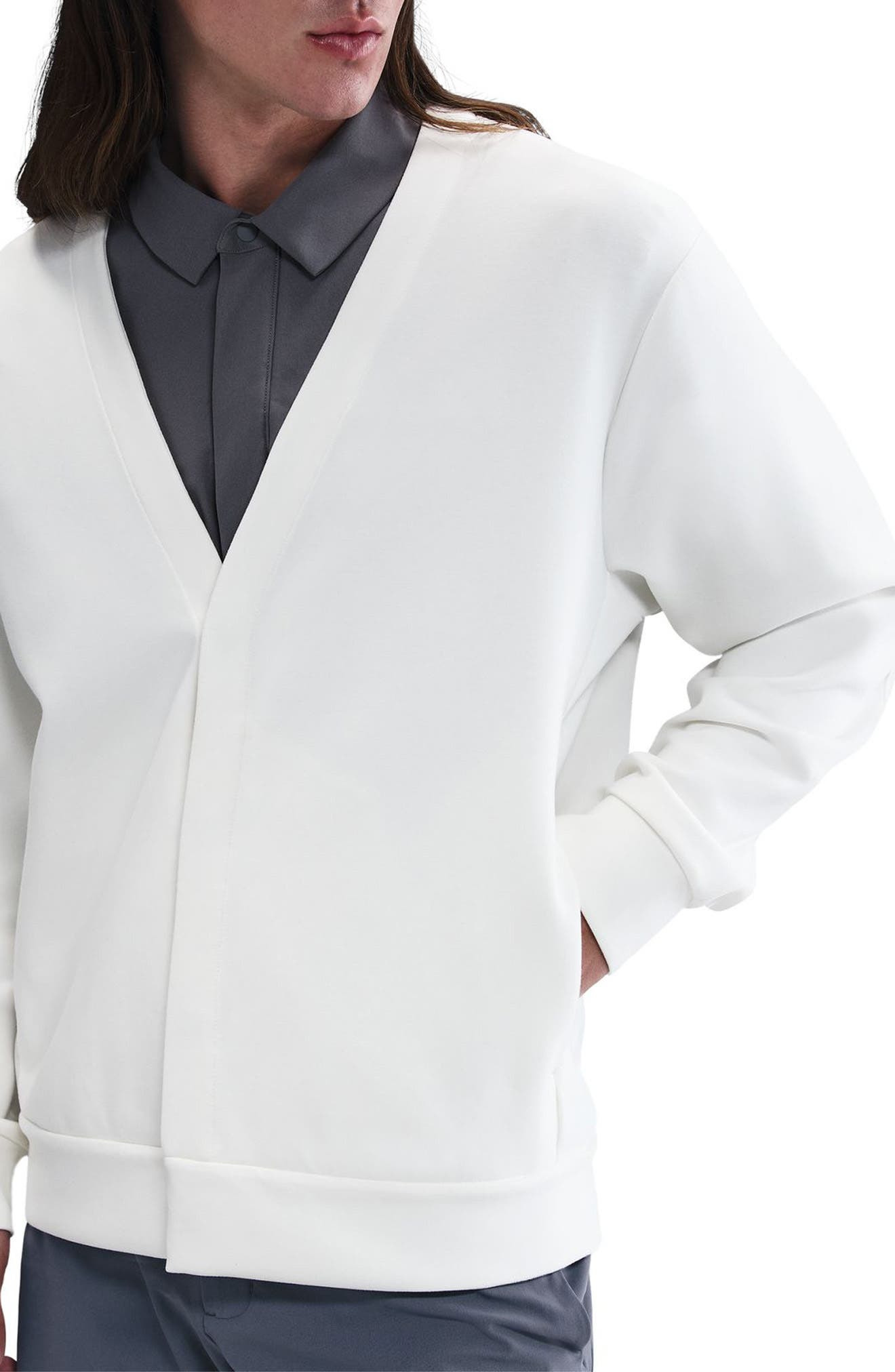 Nike ImpossiblySoft Dri-FIT Cardigan in Sail/Light Bone at Nordstrom - 4