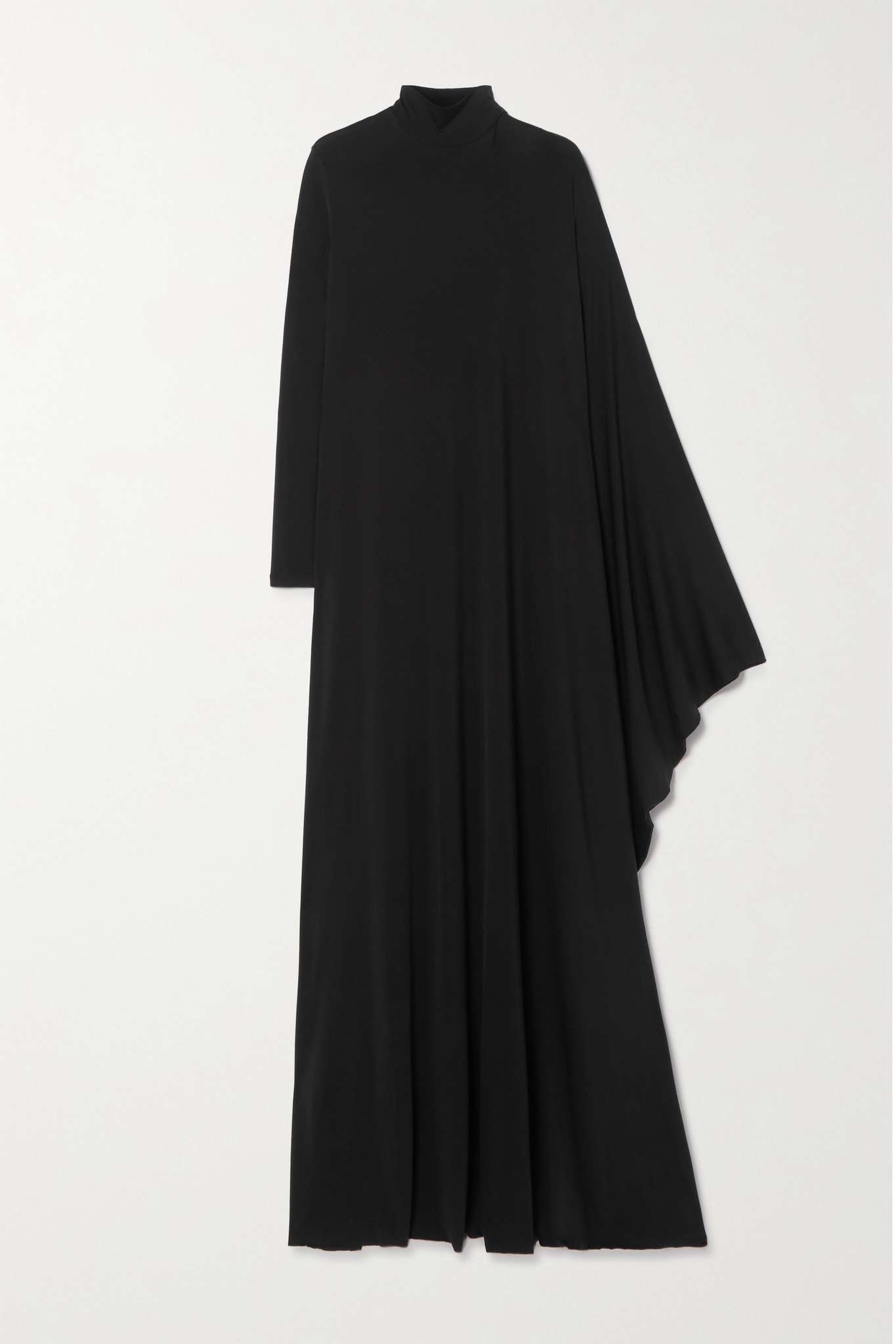 Asymmetric cape-effect satin-jersey maxi dress - 1