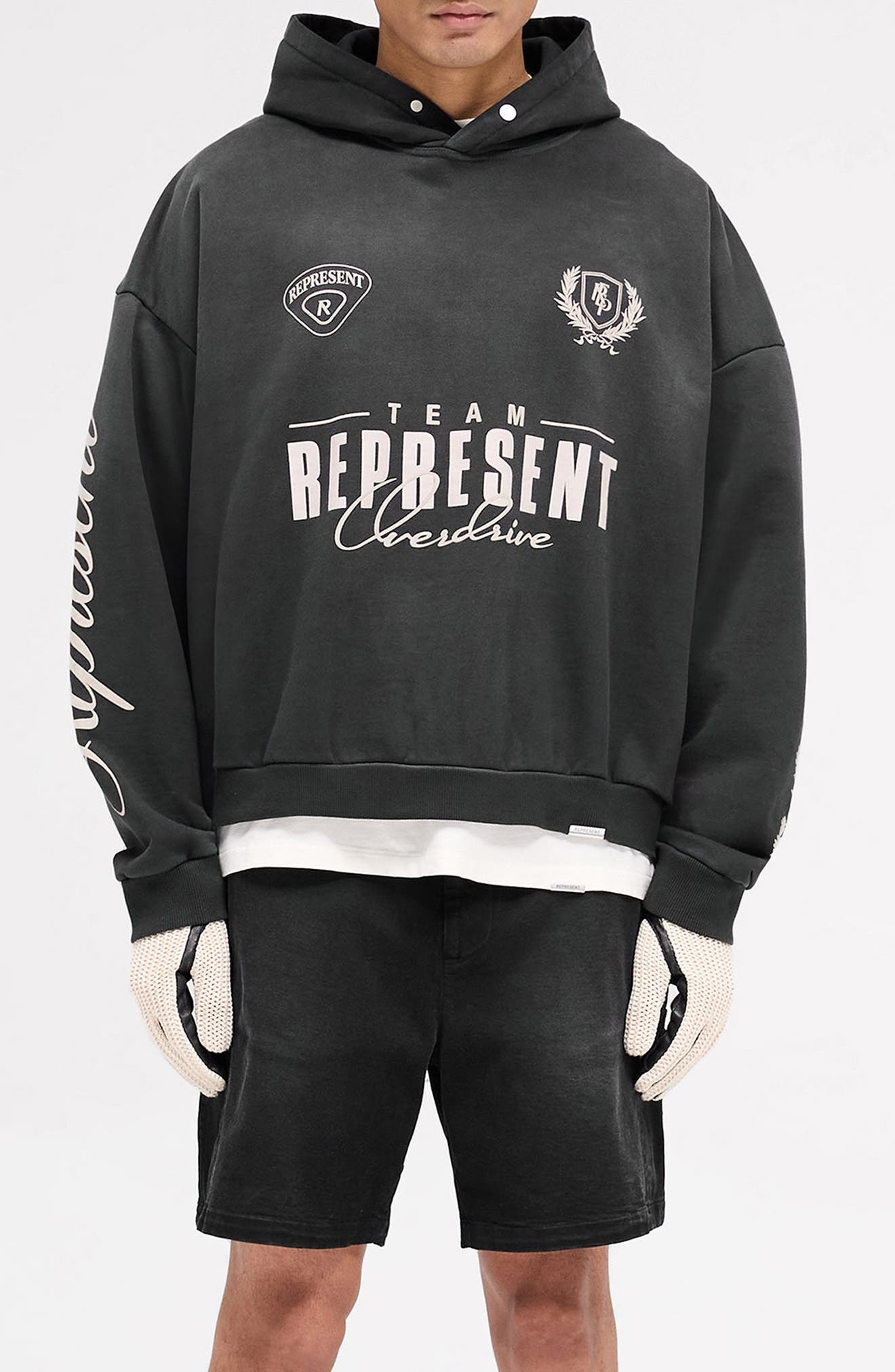 Represent World Championship Graphic Hoodie in Stained Black at Nordstrom - 1