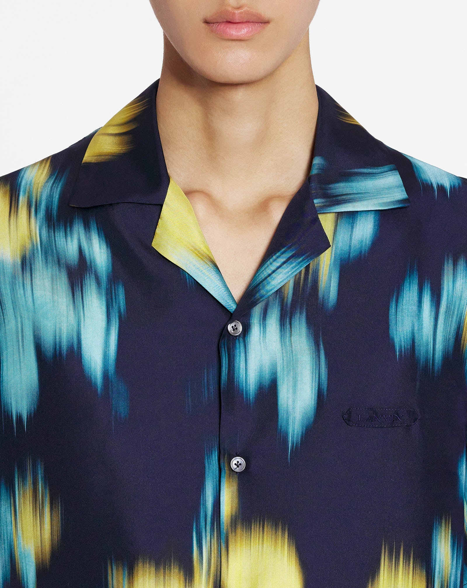 BLURRED FLORAL PRINT BOWLING SHIRT - 5
