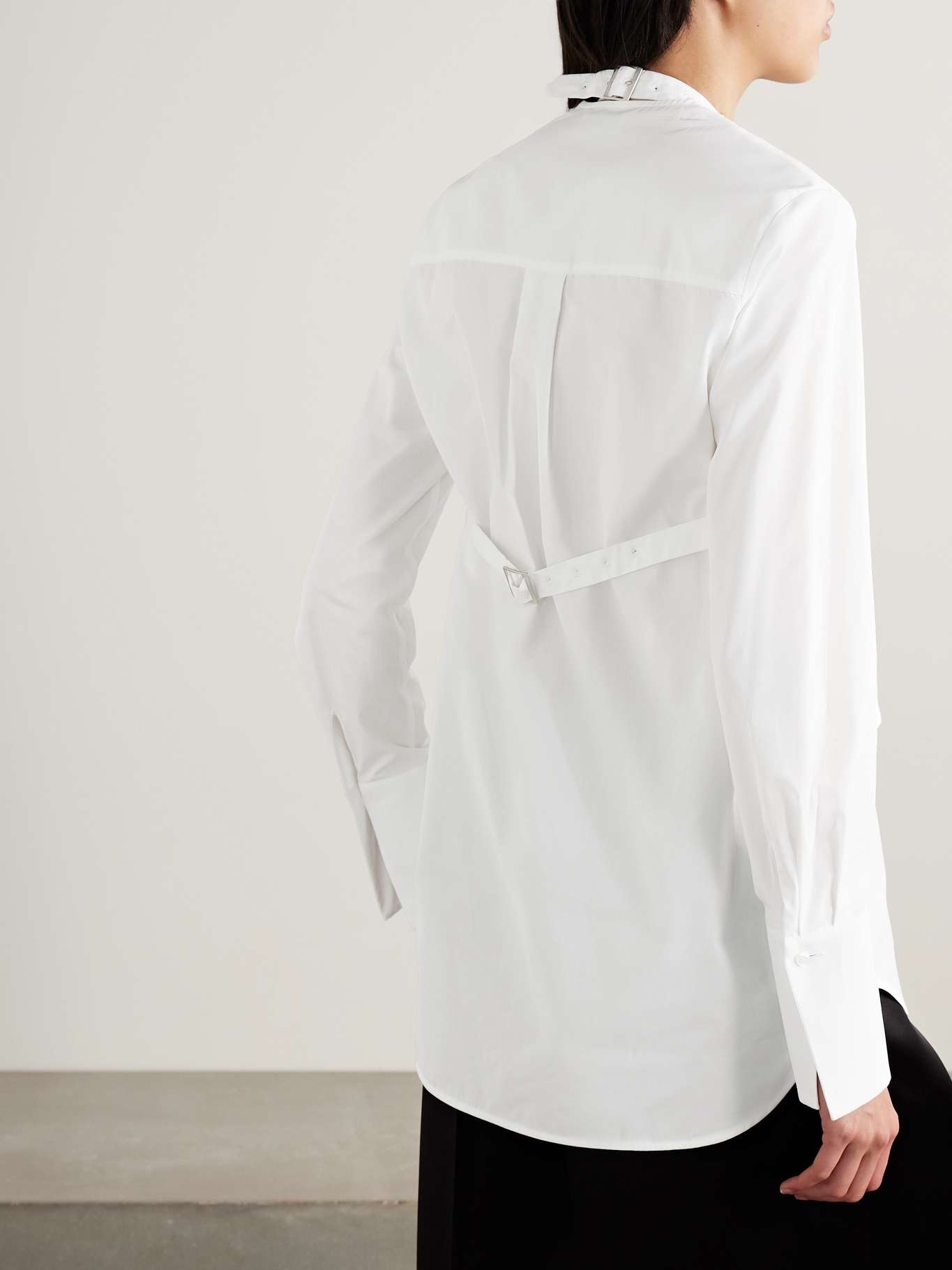 Convertible layered buckled cotton-poplin shirt White - 3