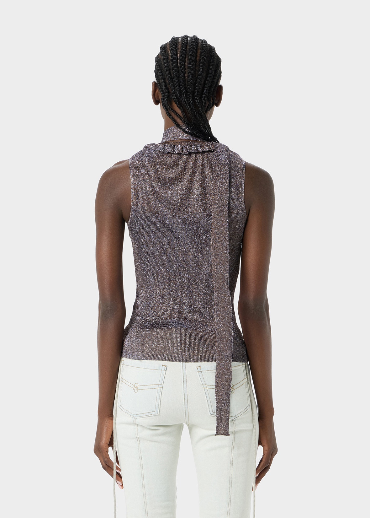 LUREX KNIT TOP WITH 3D ROSE - 4
