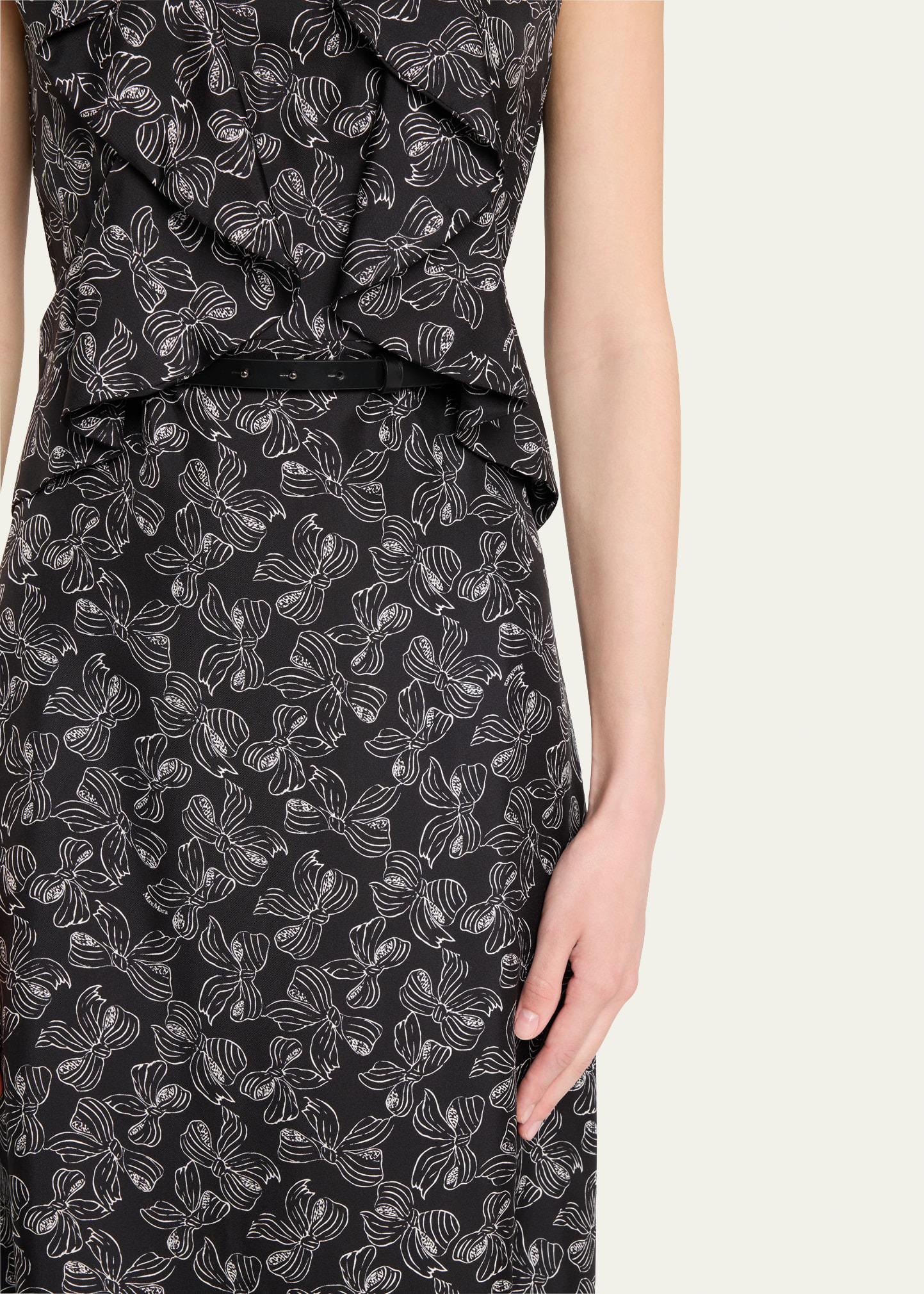 Calesse Bow-Print Ruffle Backless Midi Dress - 5