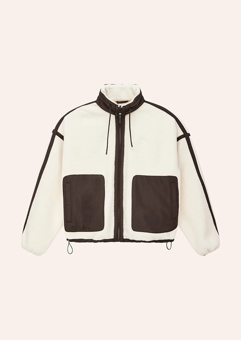 LENNON SHERPA JACKET IN WHISPER WHITE & COFFEE - 1