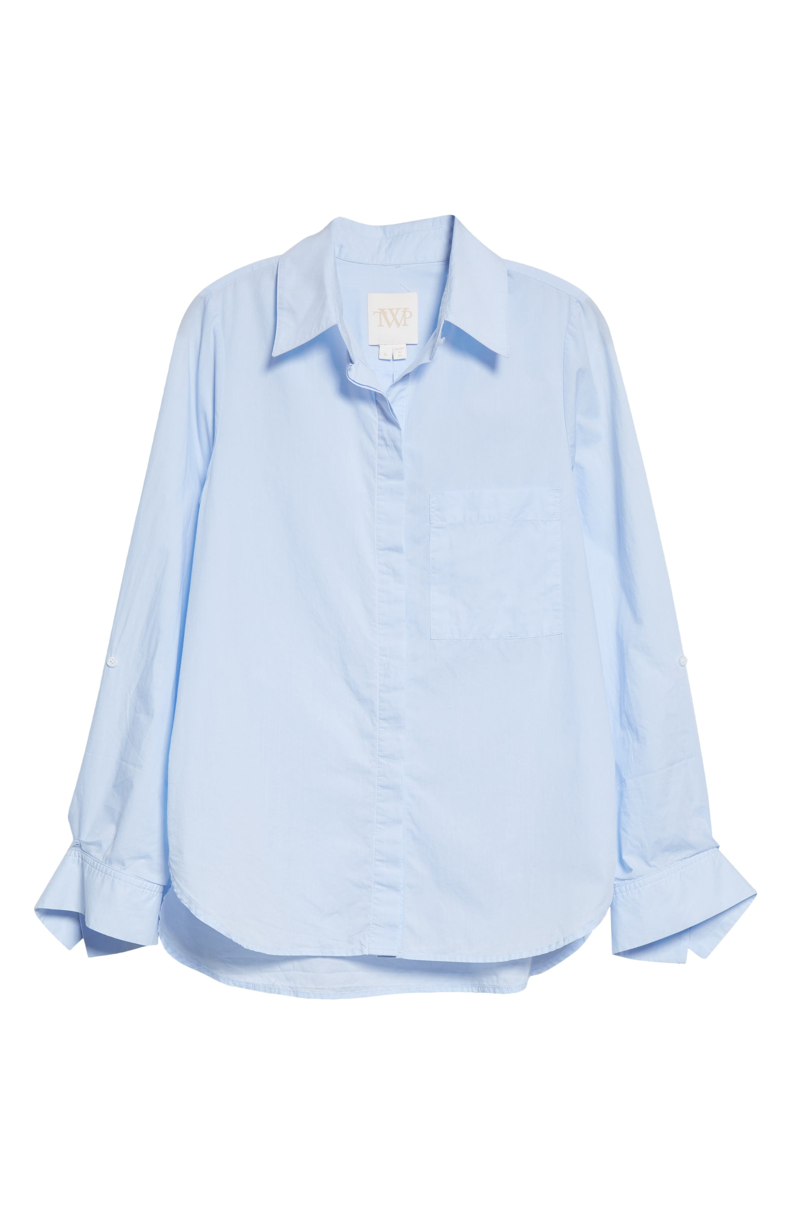 TWP The Boyfriend Cotton Button-Up Shirt in Baby Blue at Nordstrom - 5