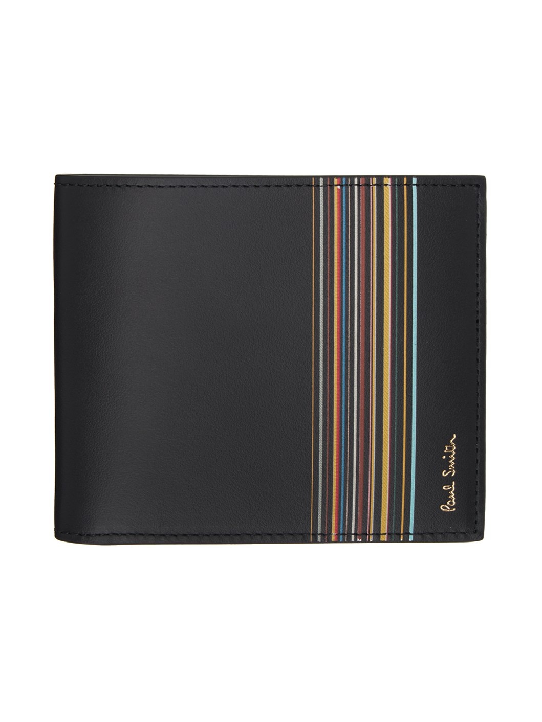 Black Signature Stripe Block Wallet - 1