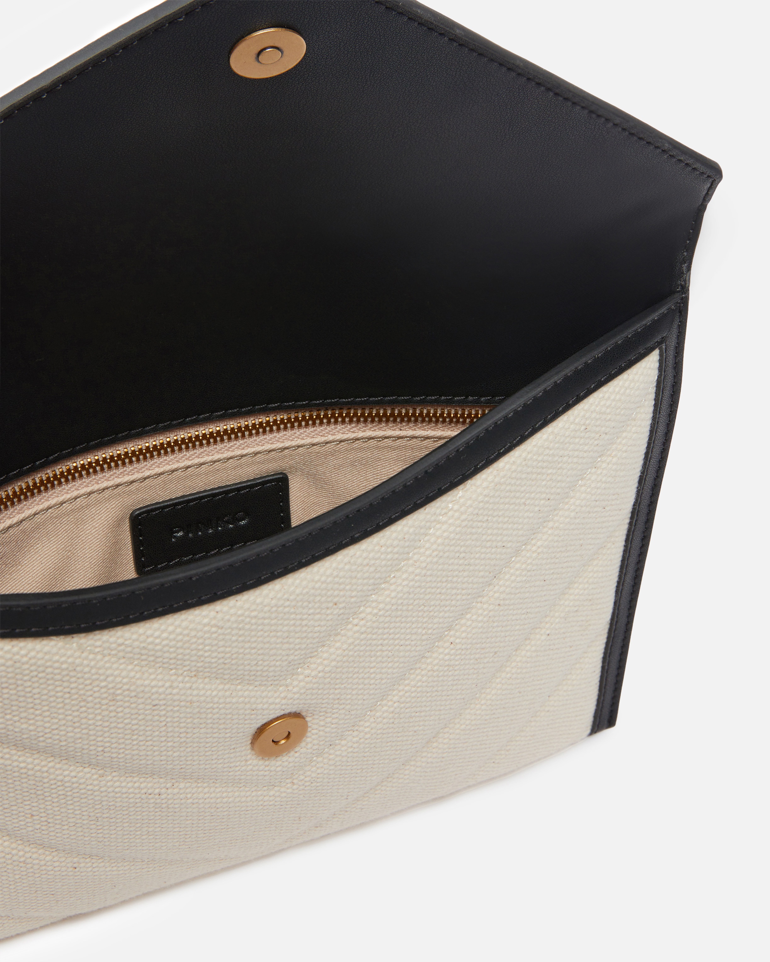 FLAT CANVAS CLUTCH BAG WITH LEATHER TRIM - 4