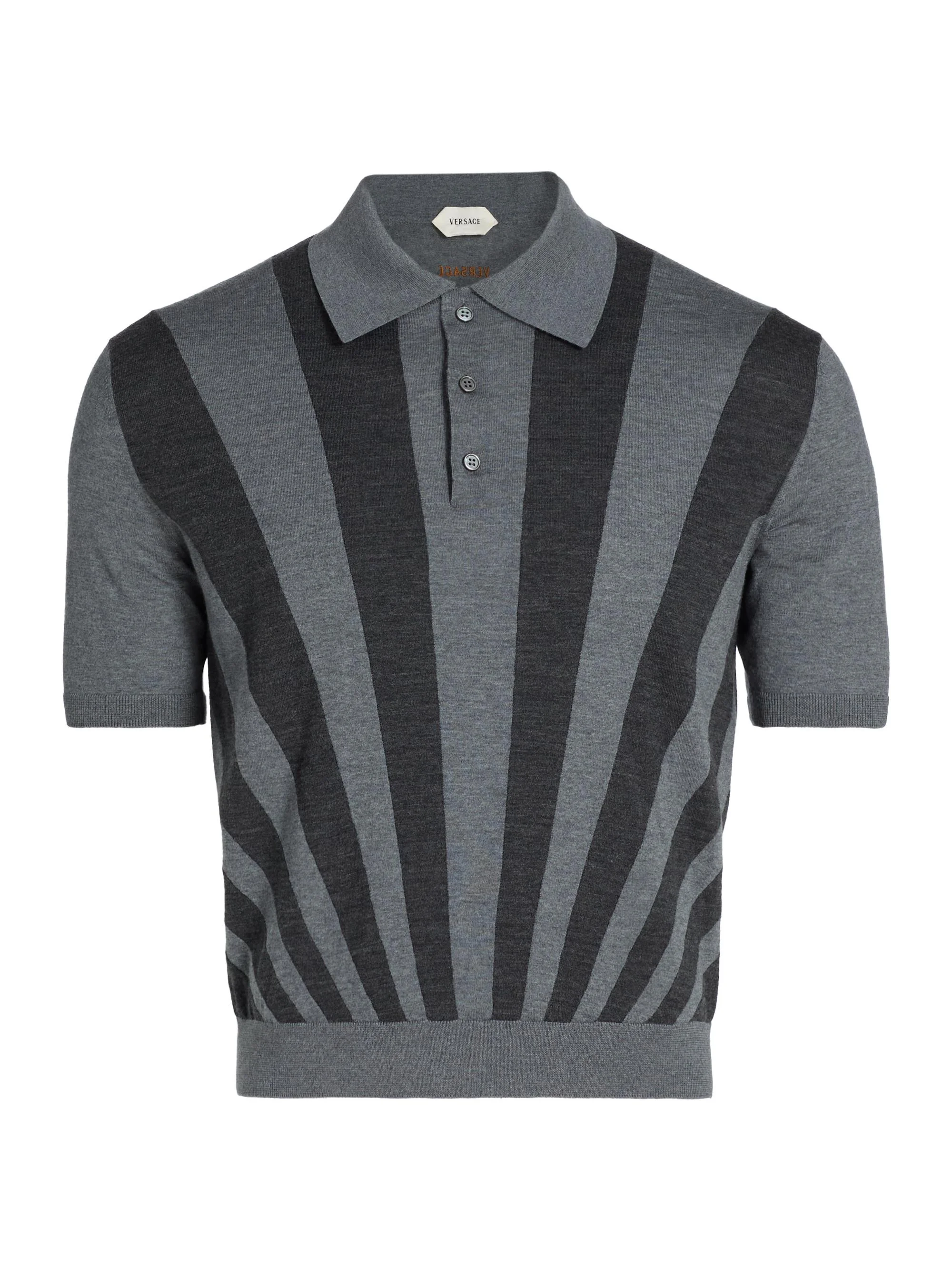 Men's Rays Intarsia-Knit Polo Shirt - Medium Grey - 1
