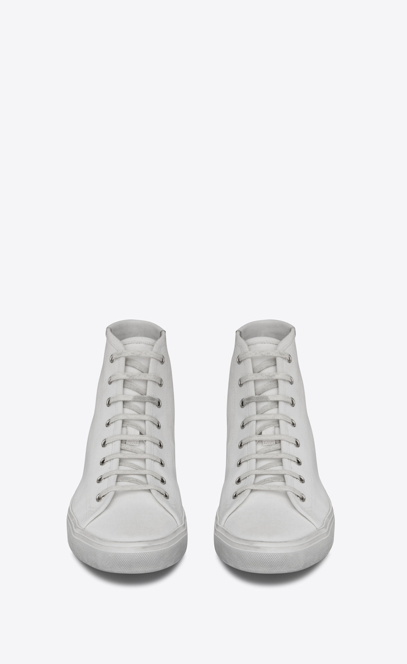 SAINT LAURENT malibu mid-top sneakers in canvas and leather outlook