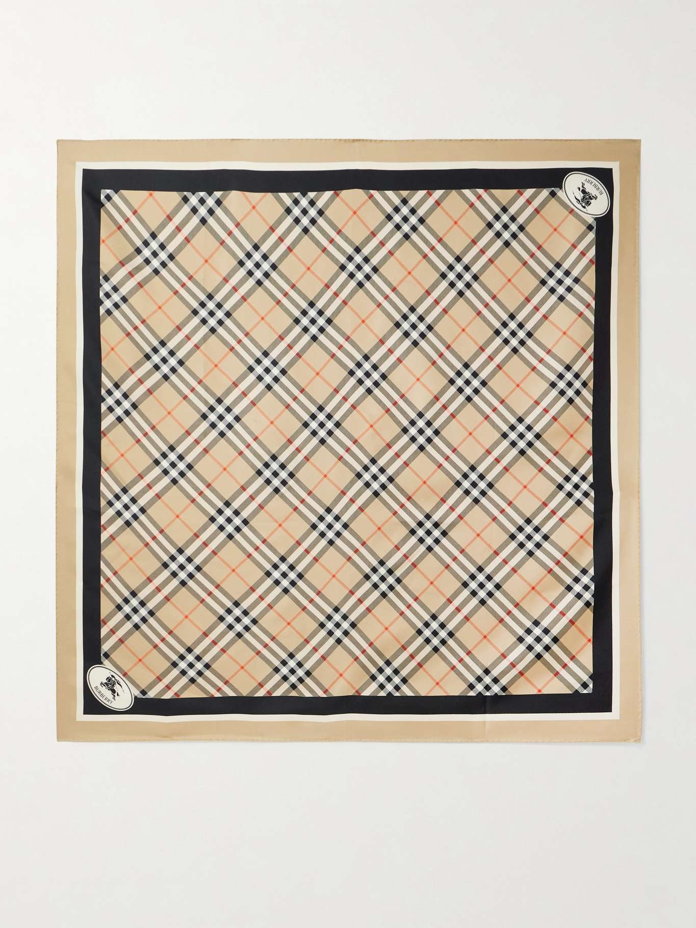 Checked silk-twill scarf Sand - 1