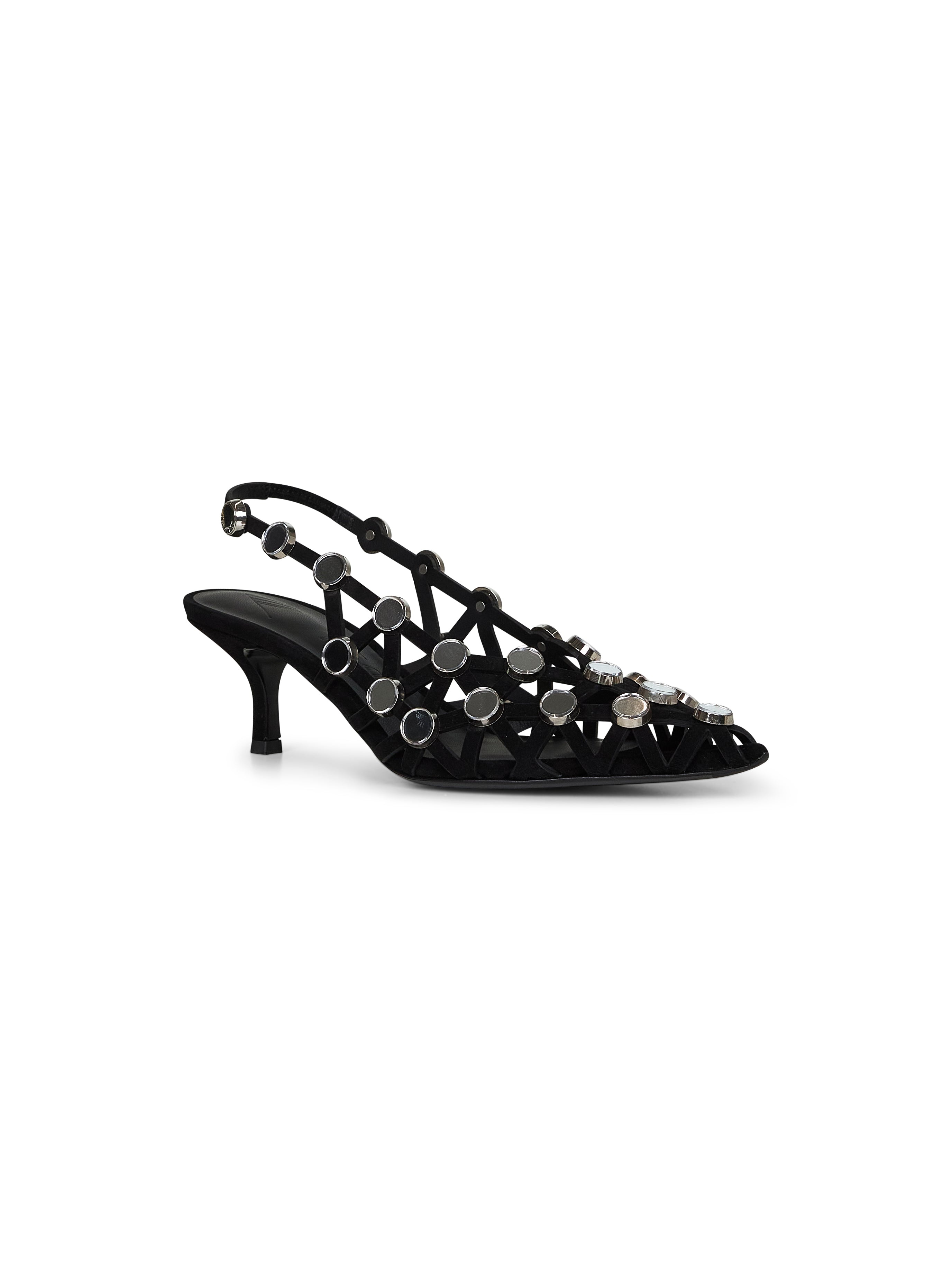 Black suede "Grid" slingback pumps - 2