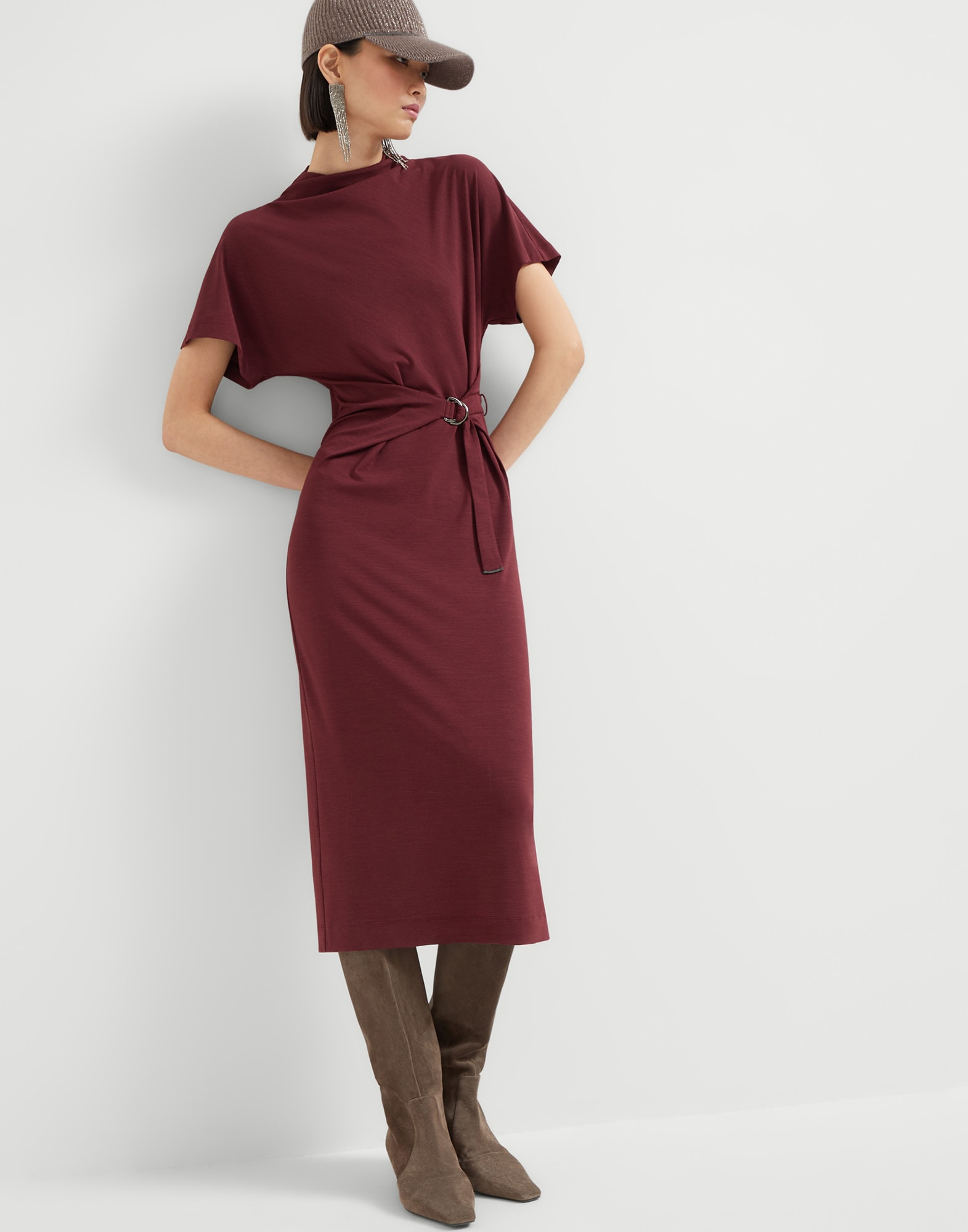Techno wool jersey wrap belt dress - 4