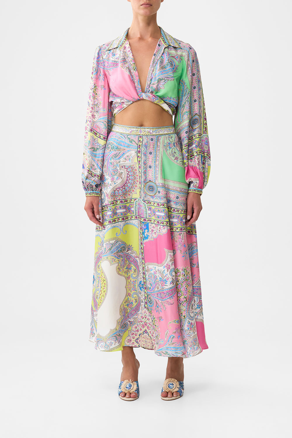 PANELLED FLARED LONG SKIRT - 2
