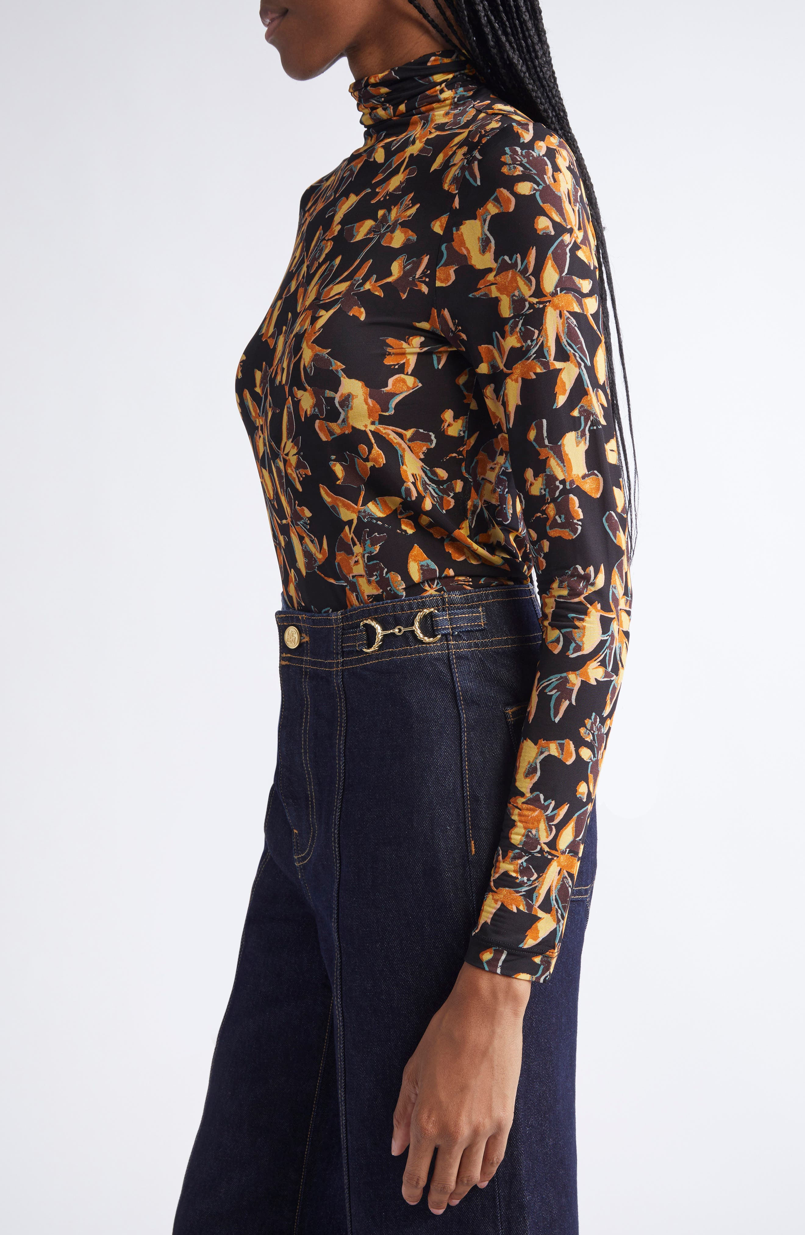 Ulla Johnson Aurelia Funnel Neck Jersey Sweater in Solaris at Nordstrom - 3