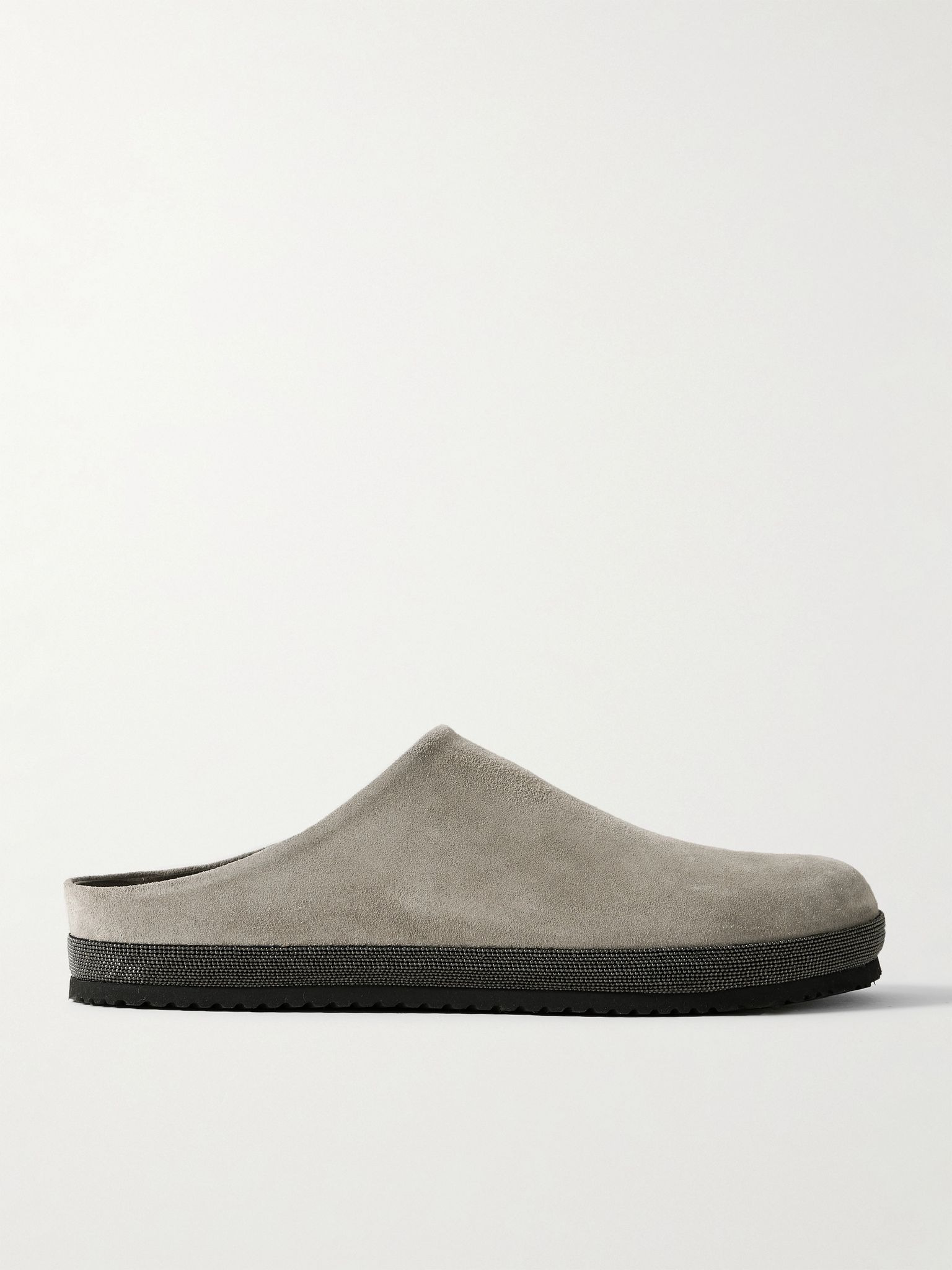 Bead-embellished suede mules Gray - 1