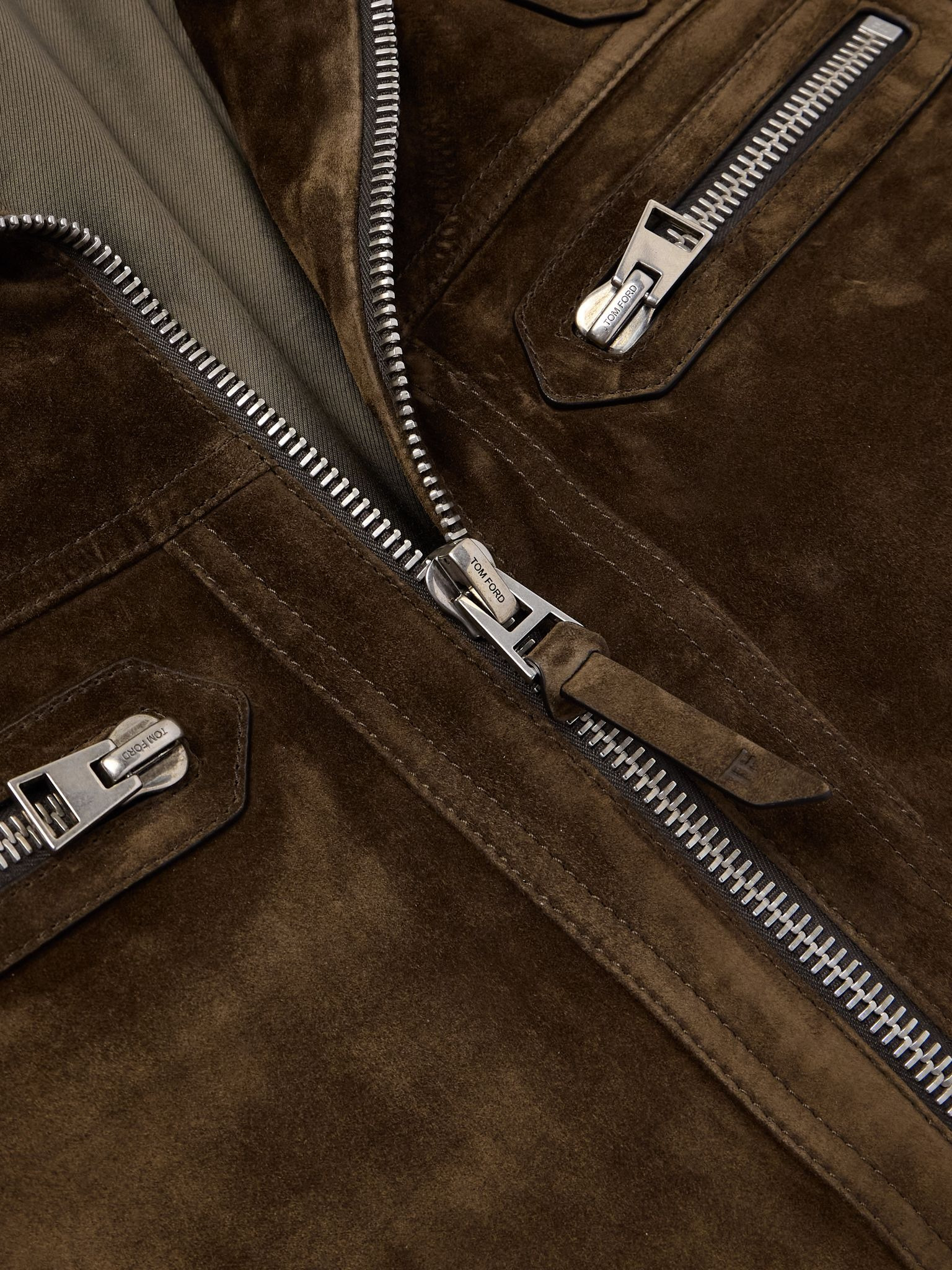 Slim-Fit Suede Jacket Brown - 5