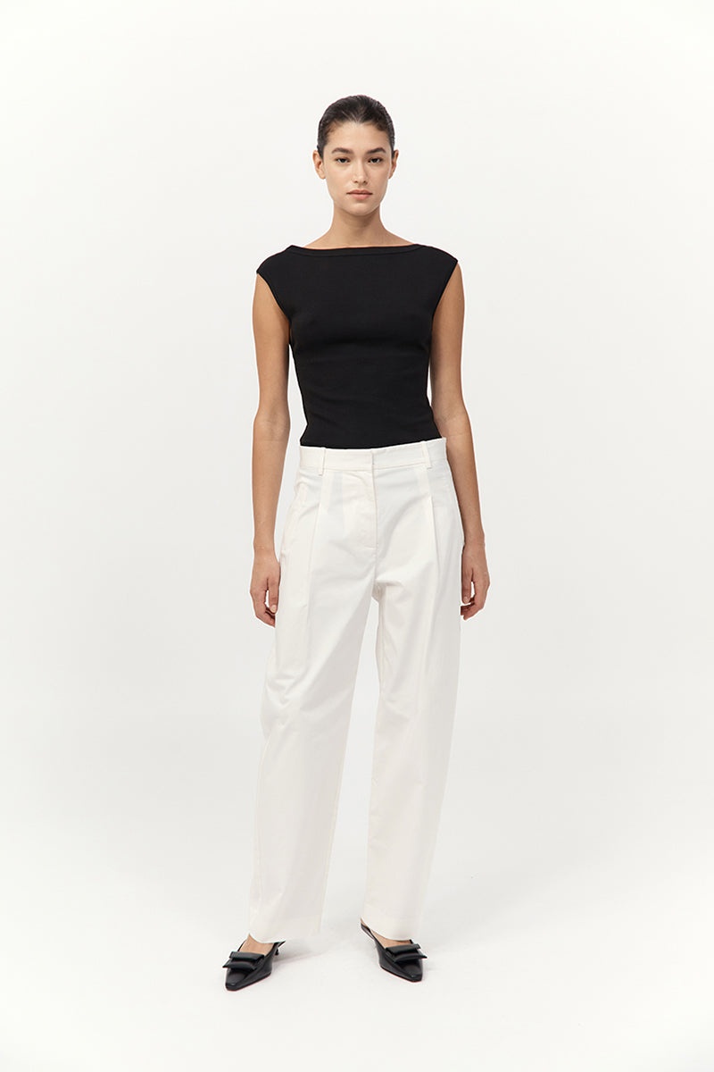 Cotton Barrel Leg Pants - Milk - 2