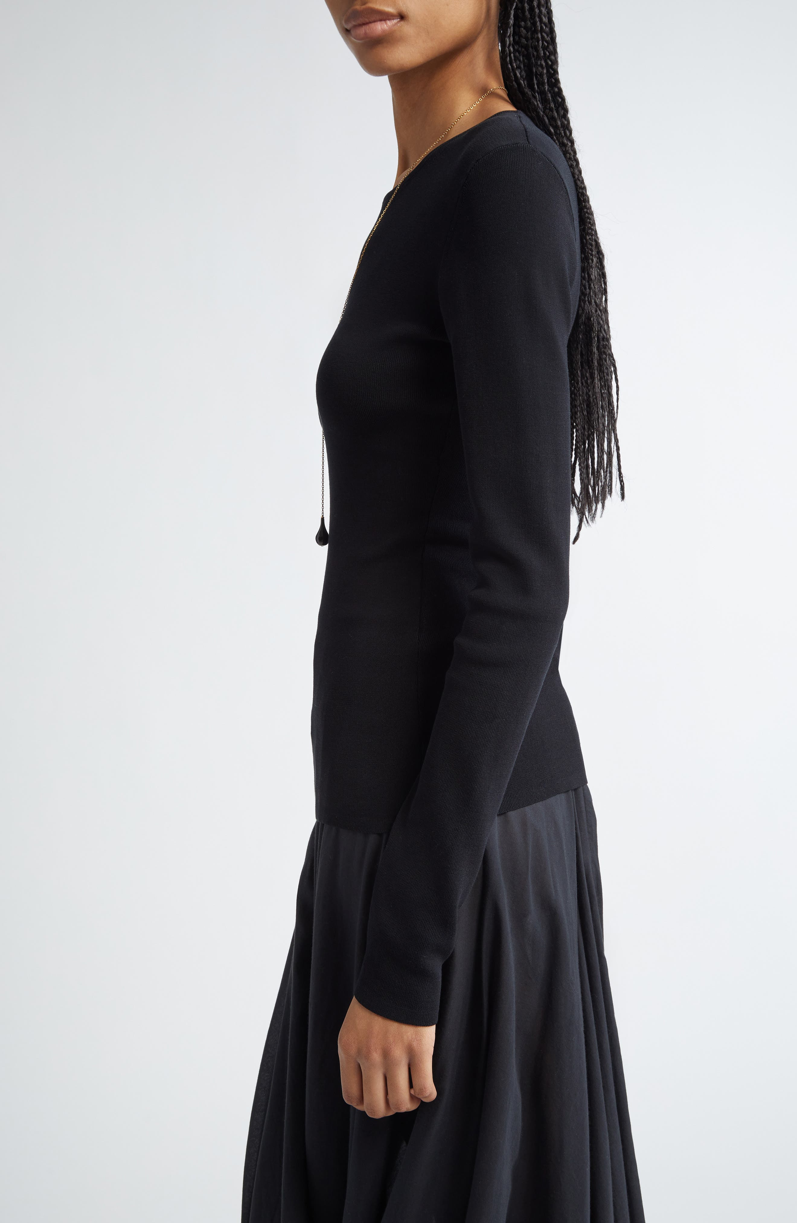 TOTEME Compact Organic Cotton Top in Black at Nordstrom - 4