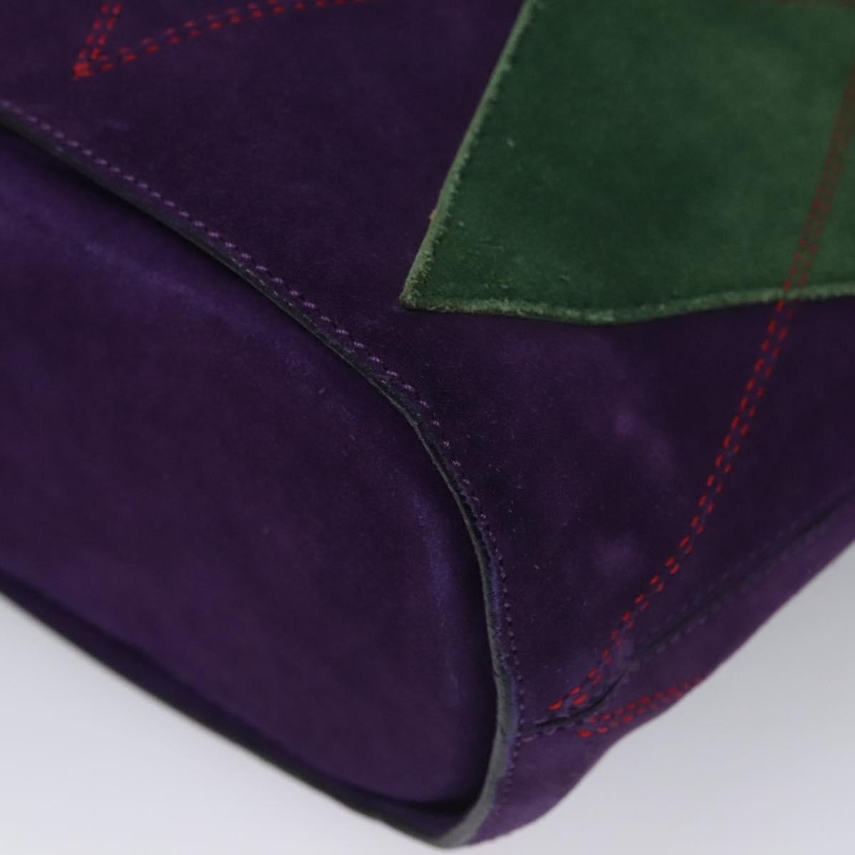 CELINE Circle Shoulder Bag Suede Purple Green Gold - 11