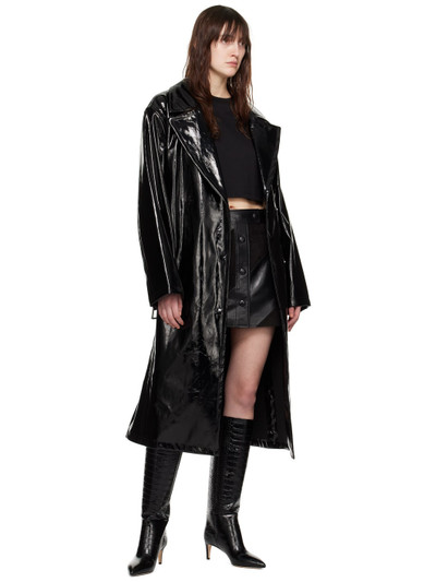 STAND STUDIO Black Henriette Faux-Leather Trench Coat outlook