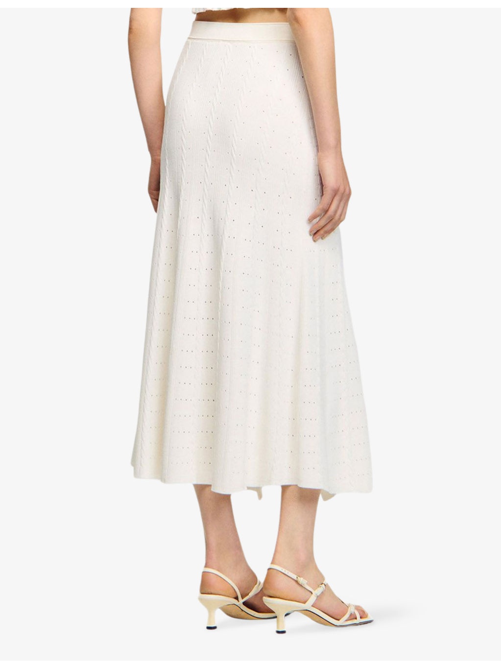 High-Rise Pointelle-Texture Knitted Maxi Skirt - 4