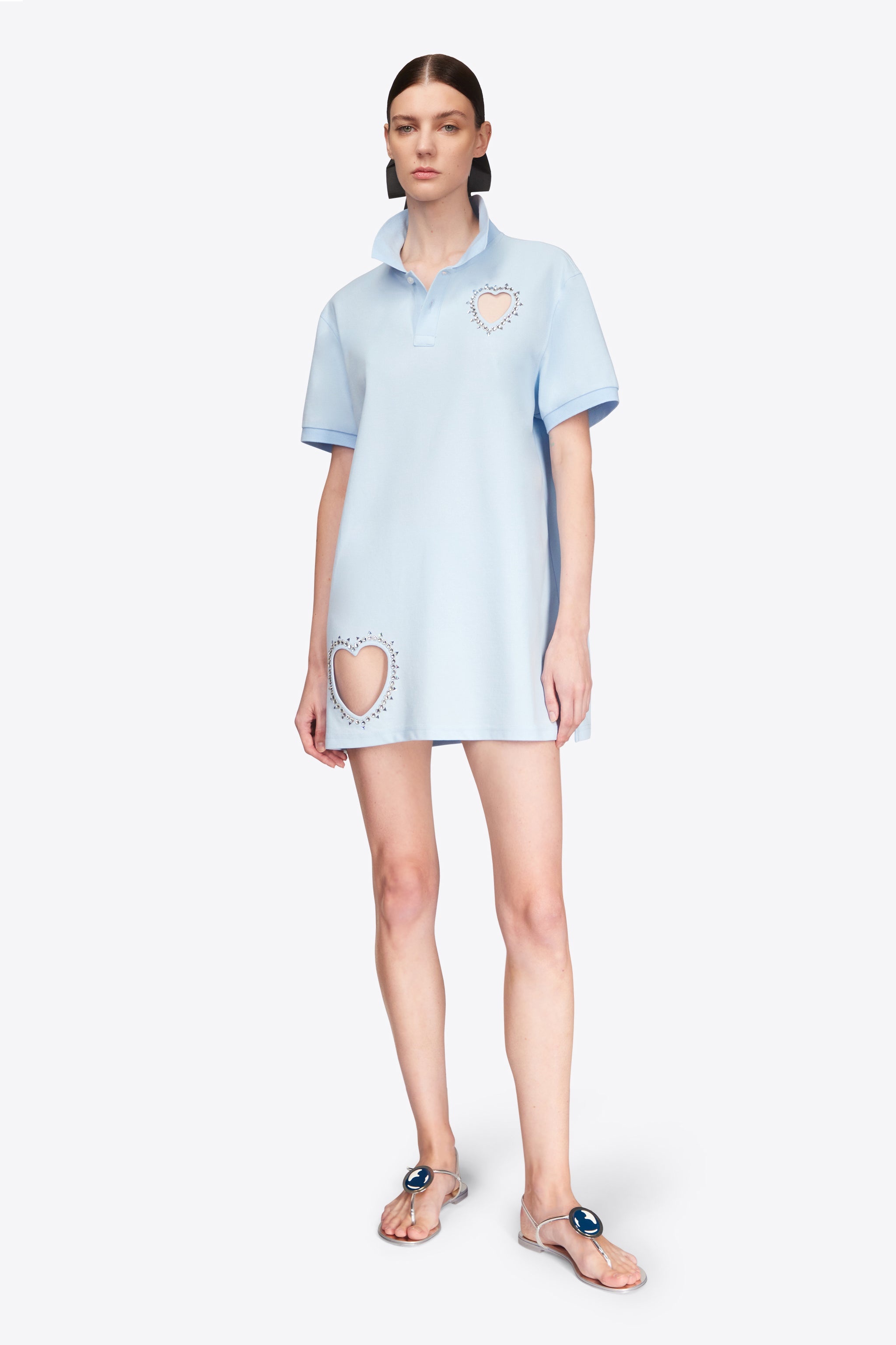 CRYSTAL HEART CUTOUT POLO DRESS - 3