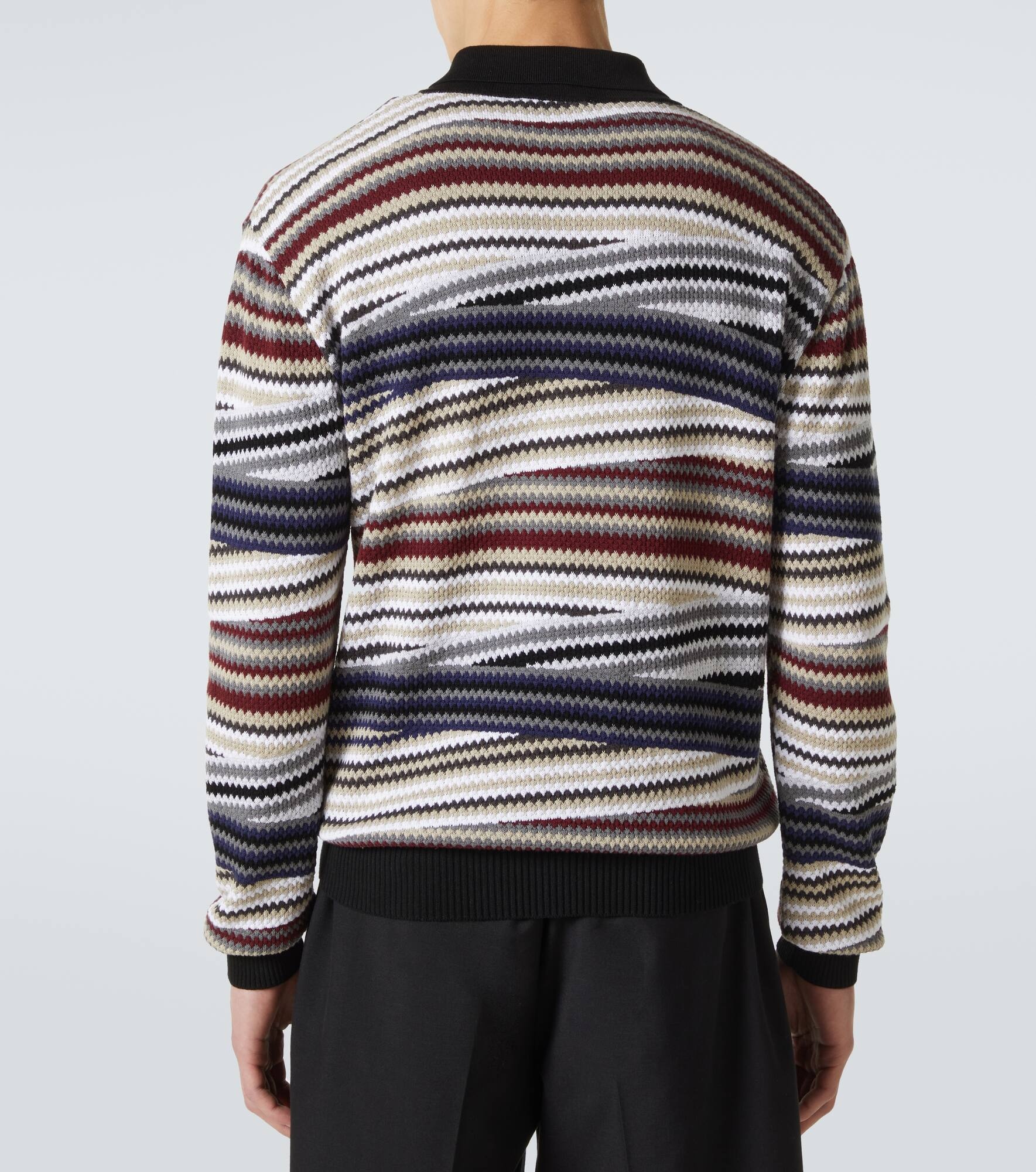 Zigzag cotton polo sweater - 4