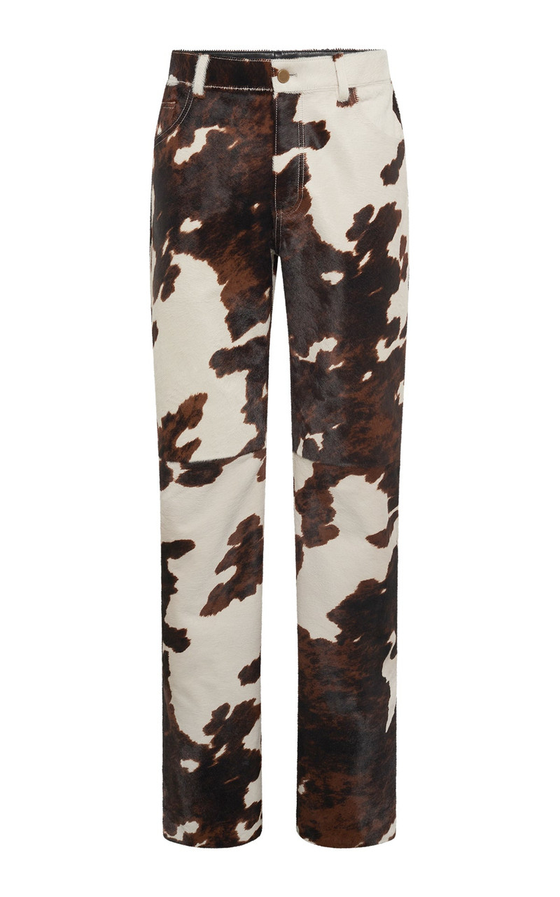 Rey Straight-leg Five Pocket Pant in Ivory Cognac Multi Pony Hair 1