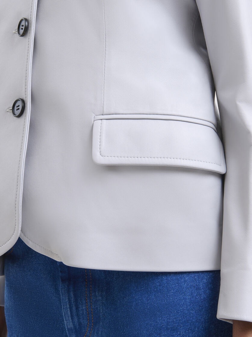 GREY NAPPA BABY JACKET WITH EMBOSSED PATCH - 5