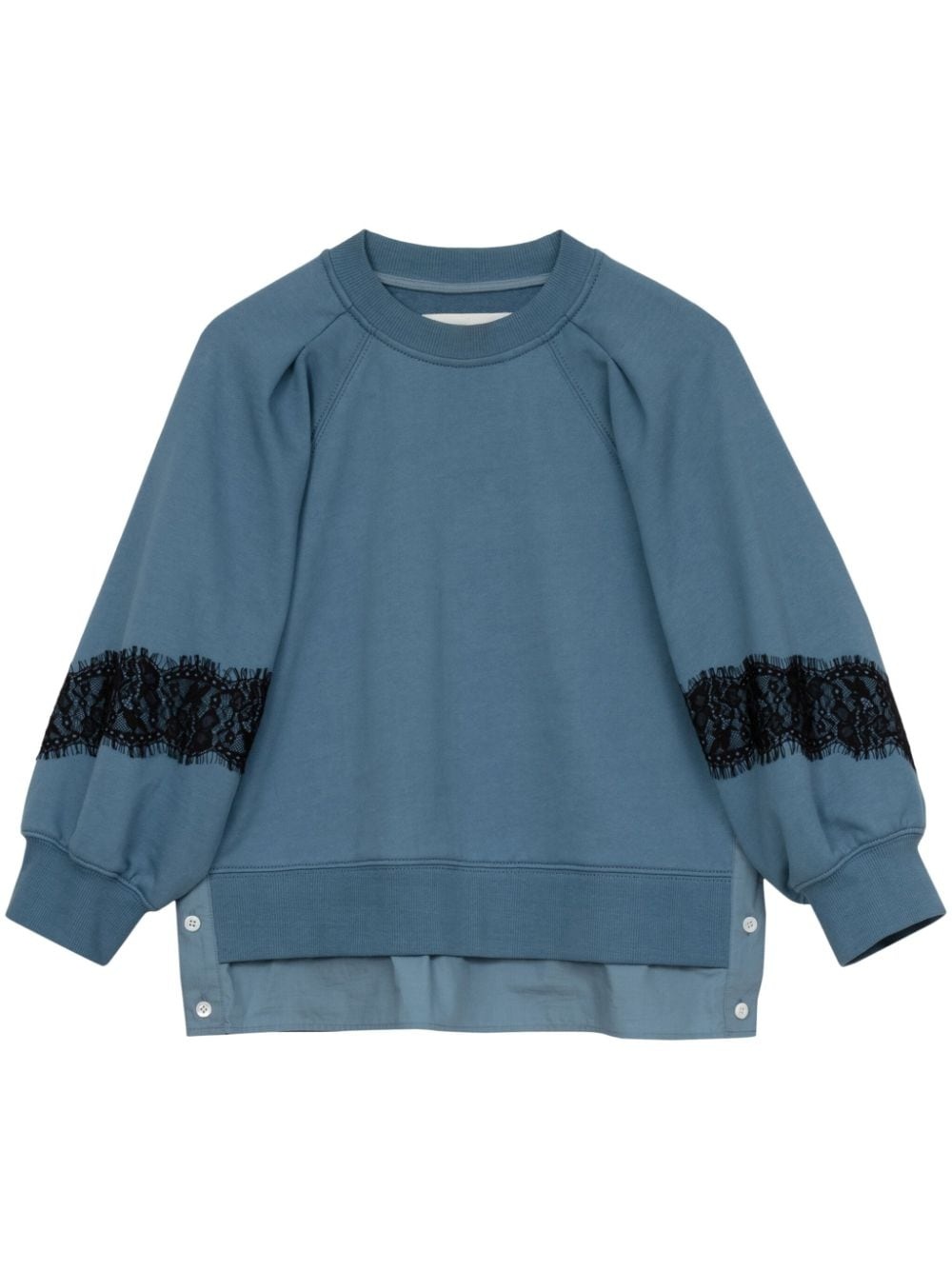 lace-detail cotton sweatshirt - 1