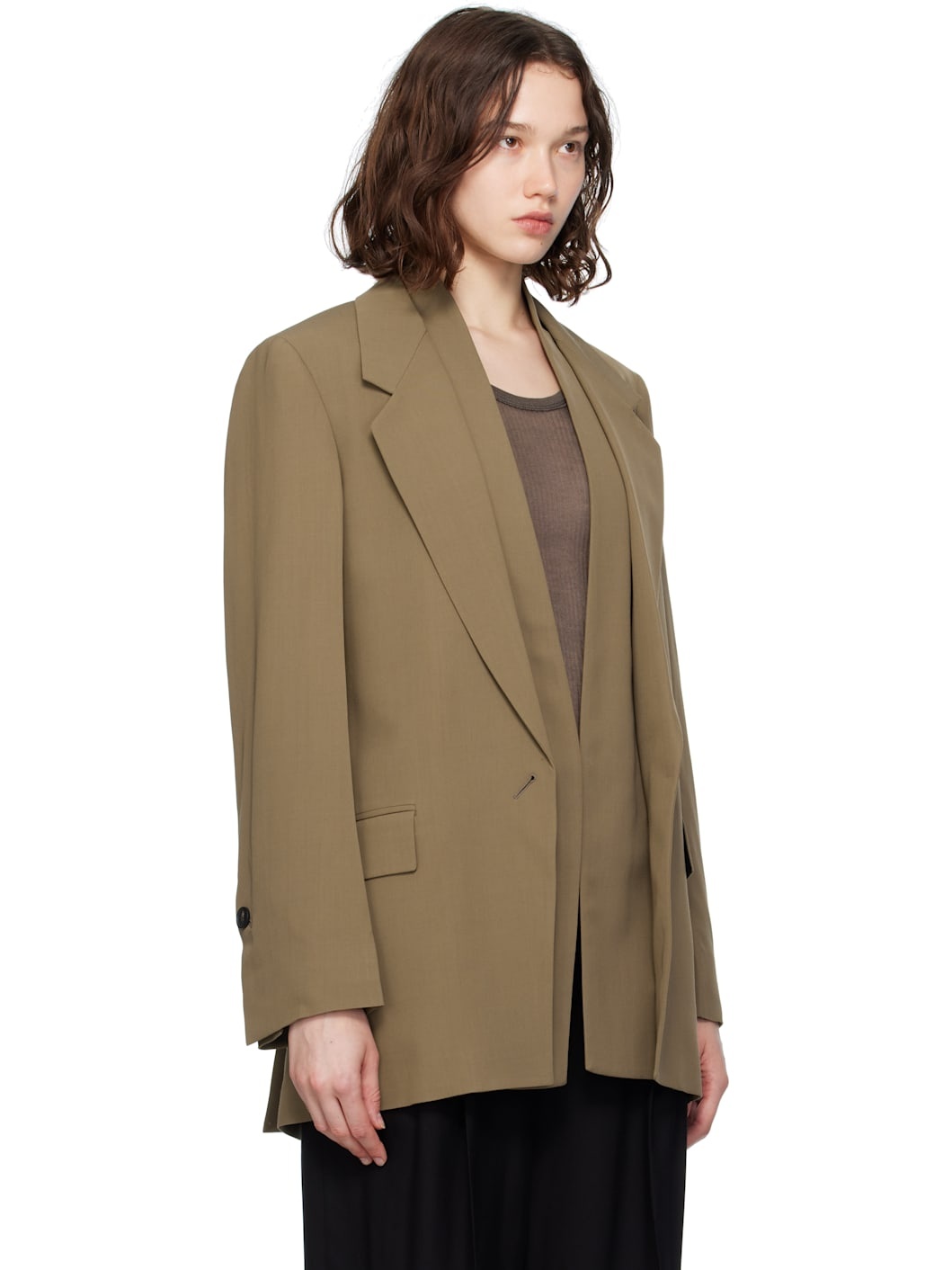 Khaki Single Breasted Blazer - 2