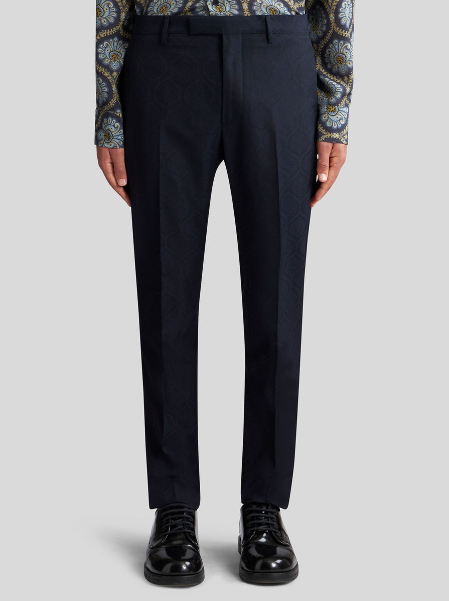 WOOL AND COTTON JACQUARD TROUSERS - 2