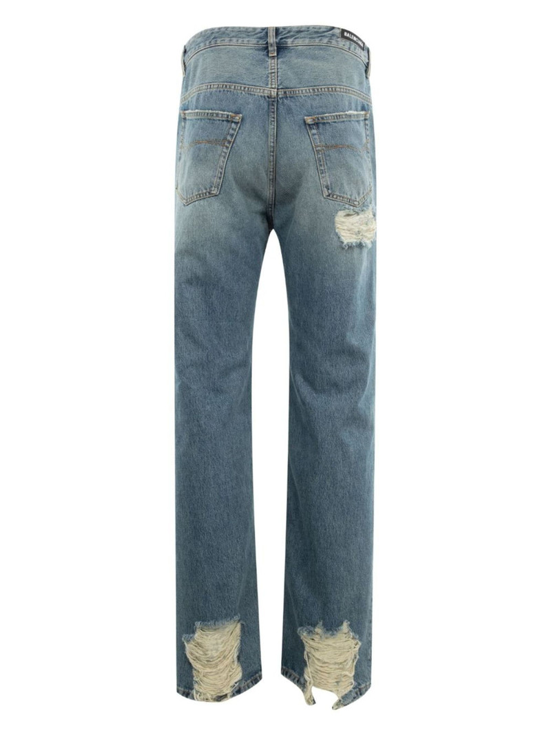 BALENCIAGA Men's Destroyed Normal Pants in Blue outlook