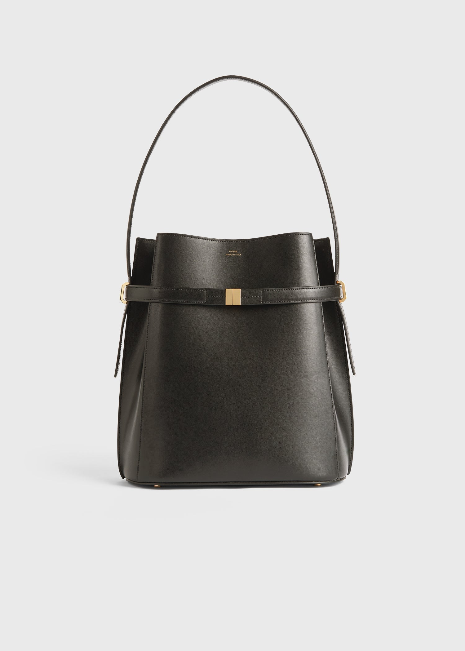 Belted leather bucket bag bark - 8