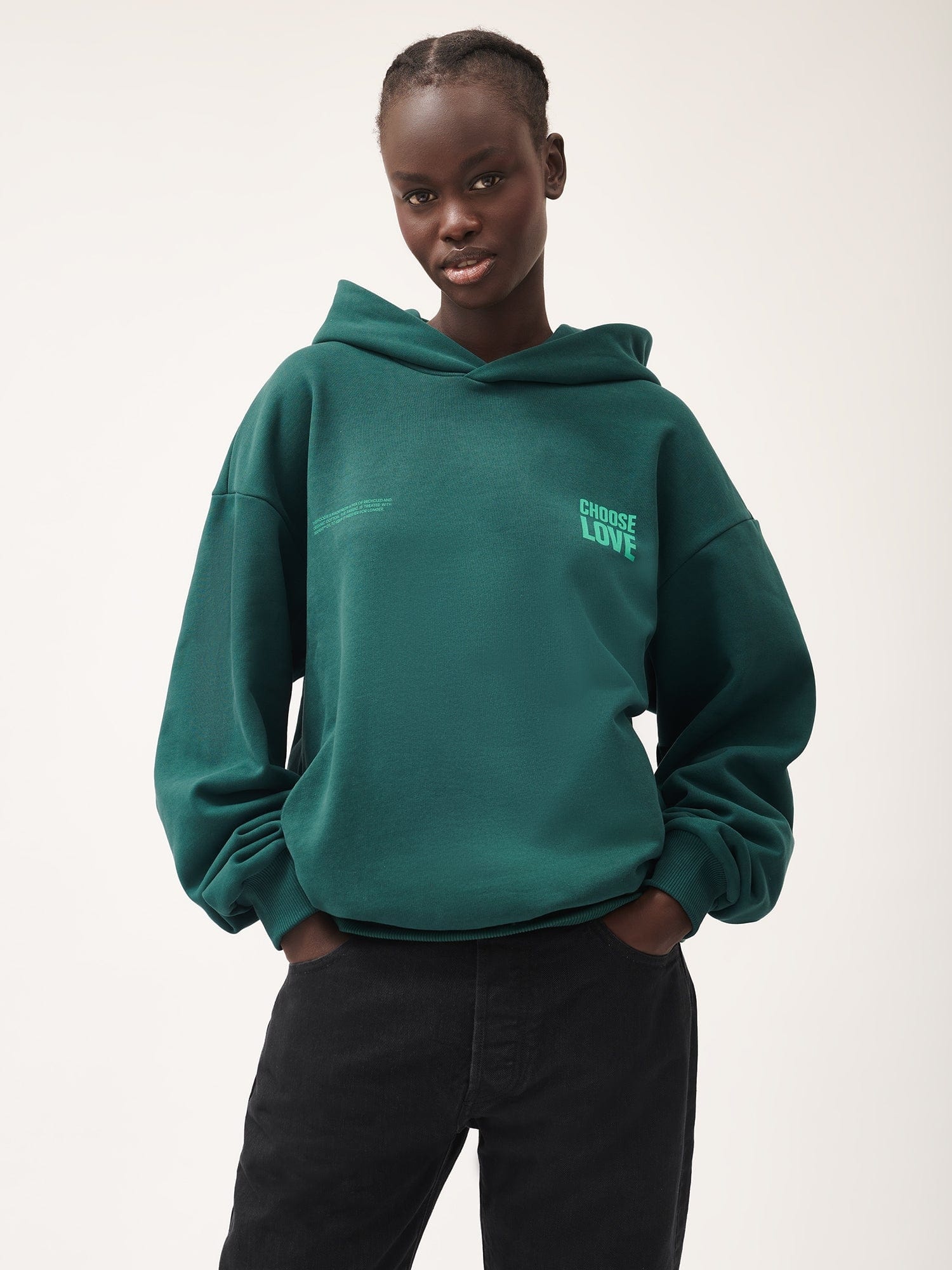 ◆PANGAIA◆Choose Love Heavyweight Hoodie PANGAIA Womens Choose Love Heavyweight Hoodie - Foliage