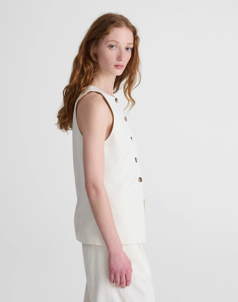 Crewneck Cutaway Vest in Drapey Twill 4