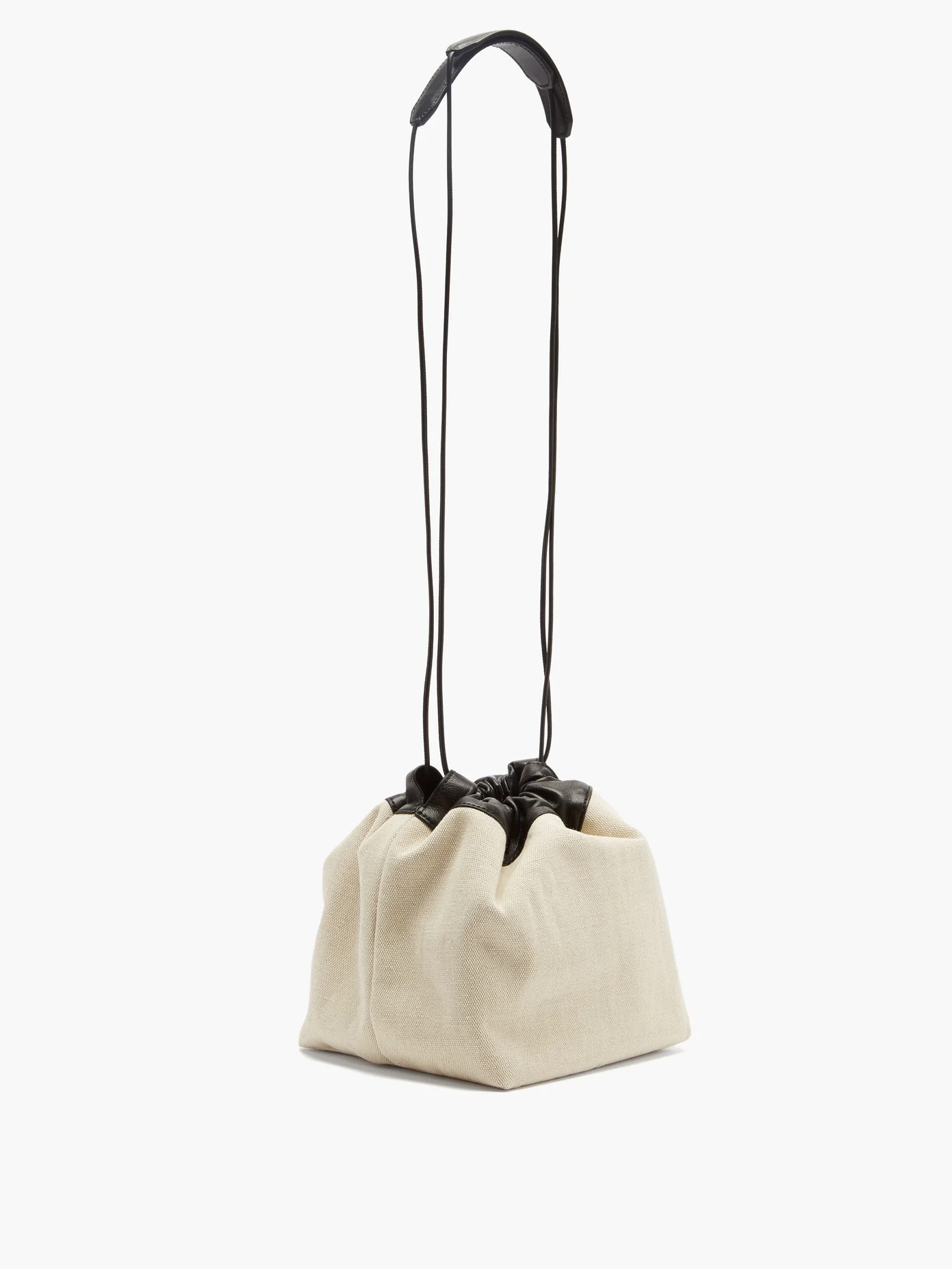 Canvas and leather drawstring pouch - 4