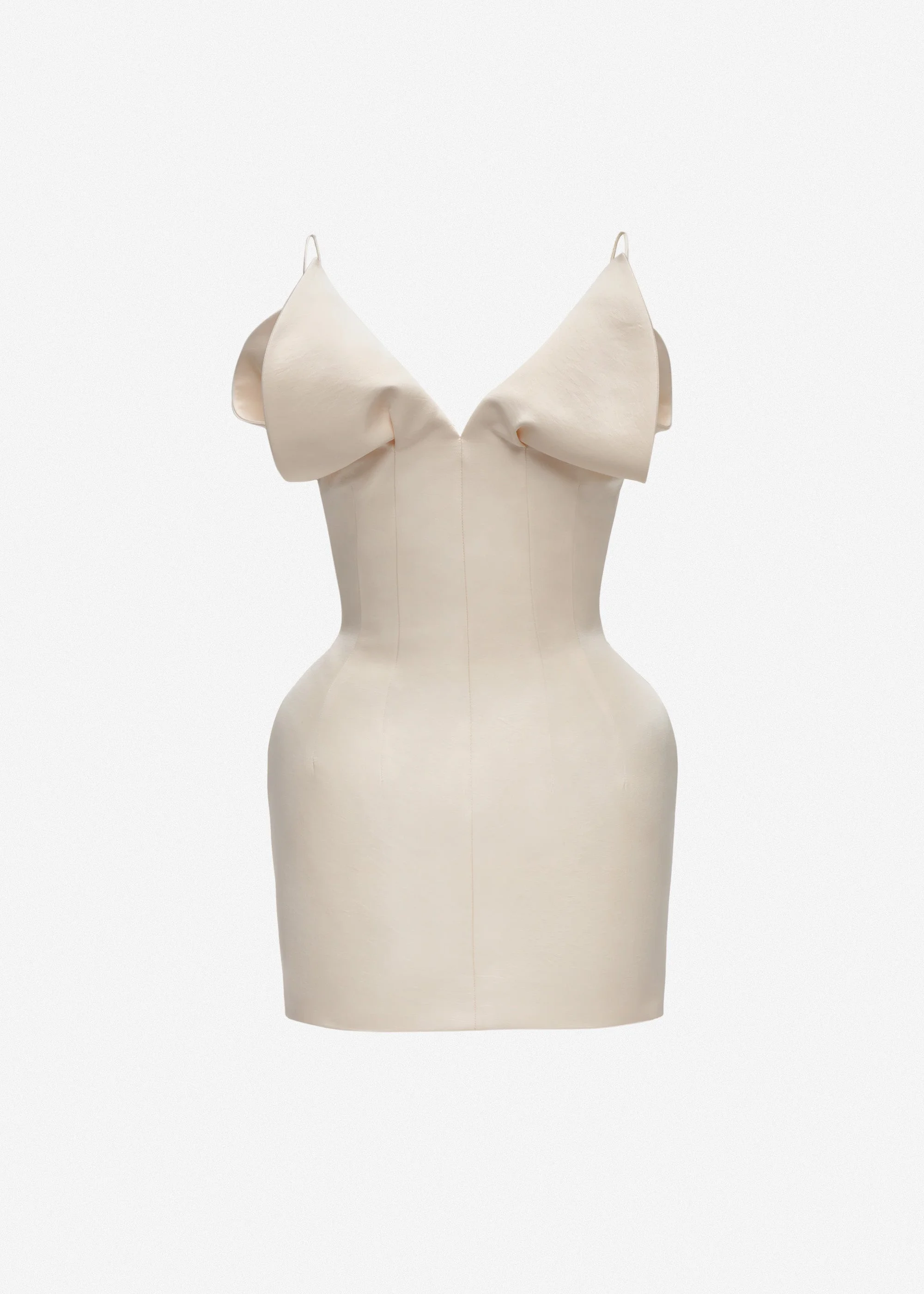 V-neck corset mini dress in cream - 1