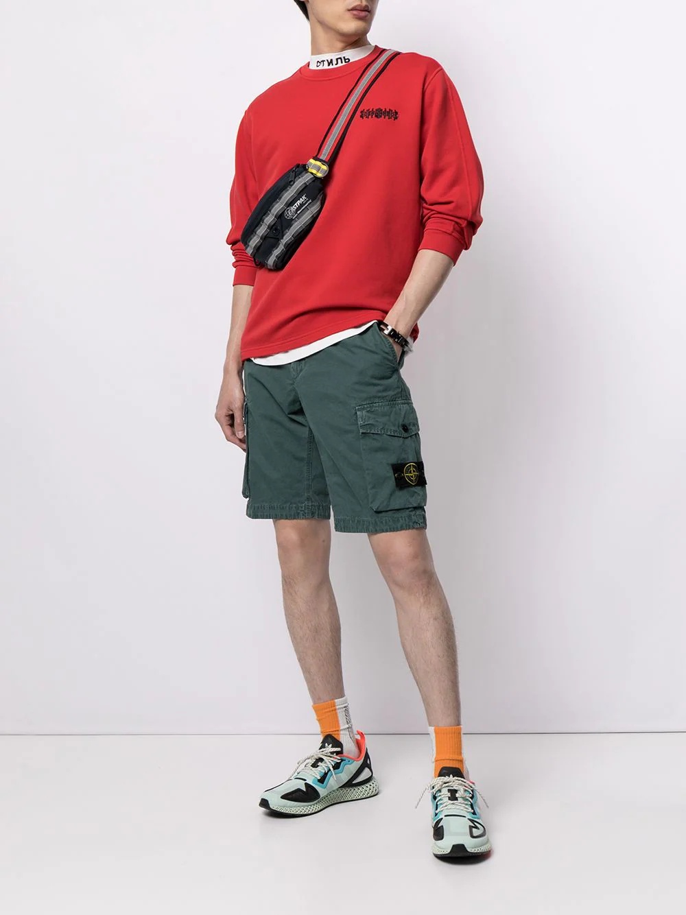 logo-patch cotton cargo shorts - 2