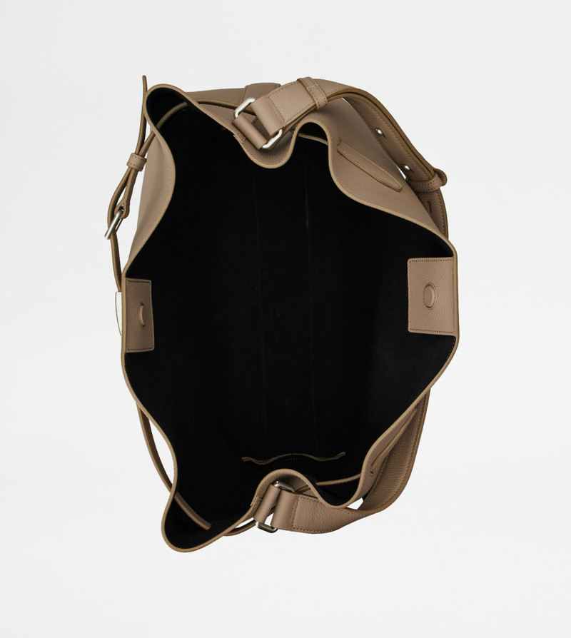 HOBO BAG IN LEATHER MEDIUM - BEIGE 4